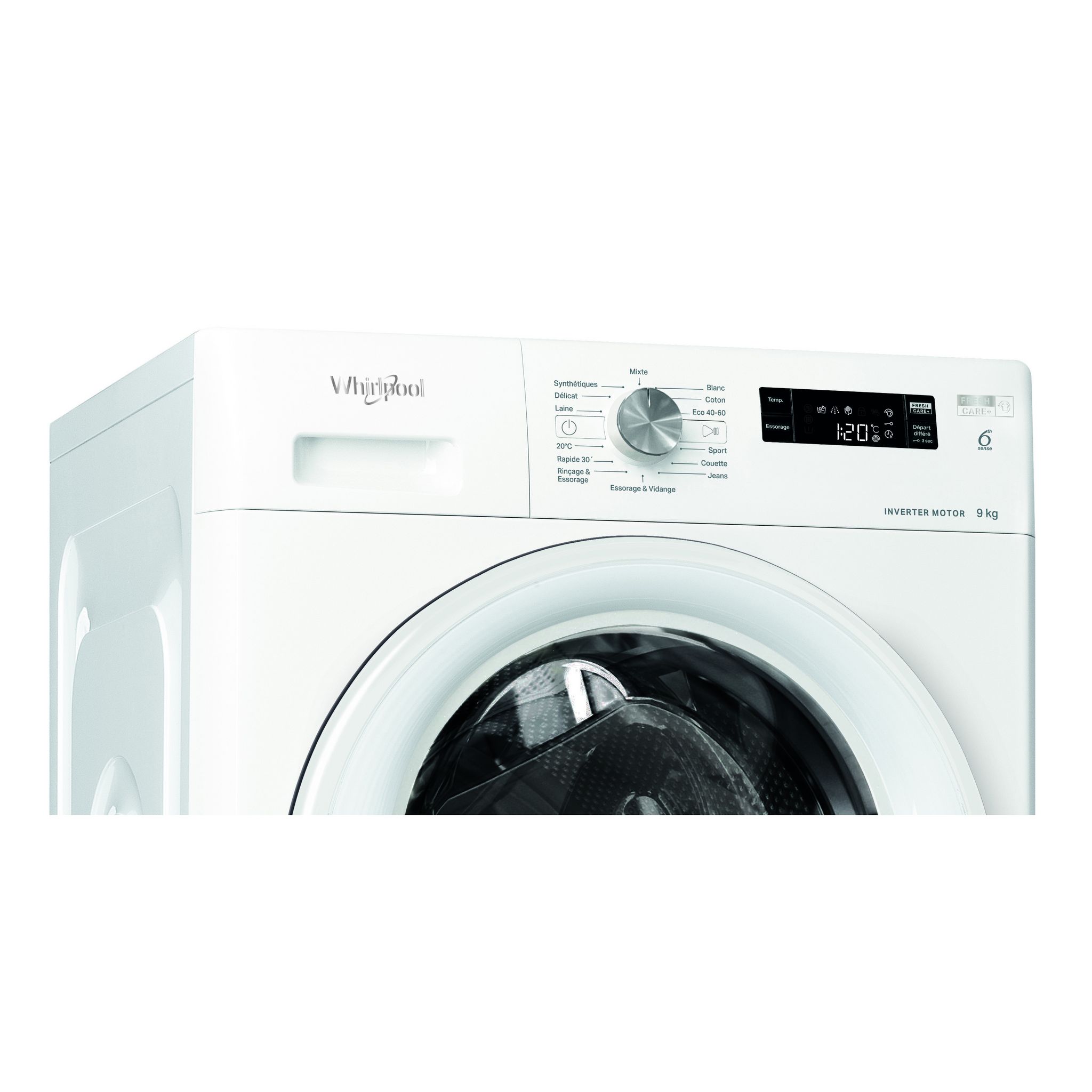 Voir la diapositive 4 : WHIRLPOOL Lave linge hublot à induction FFSP9269WFR, 9 kg, 1200 T/min, A