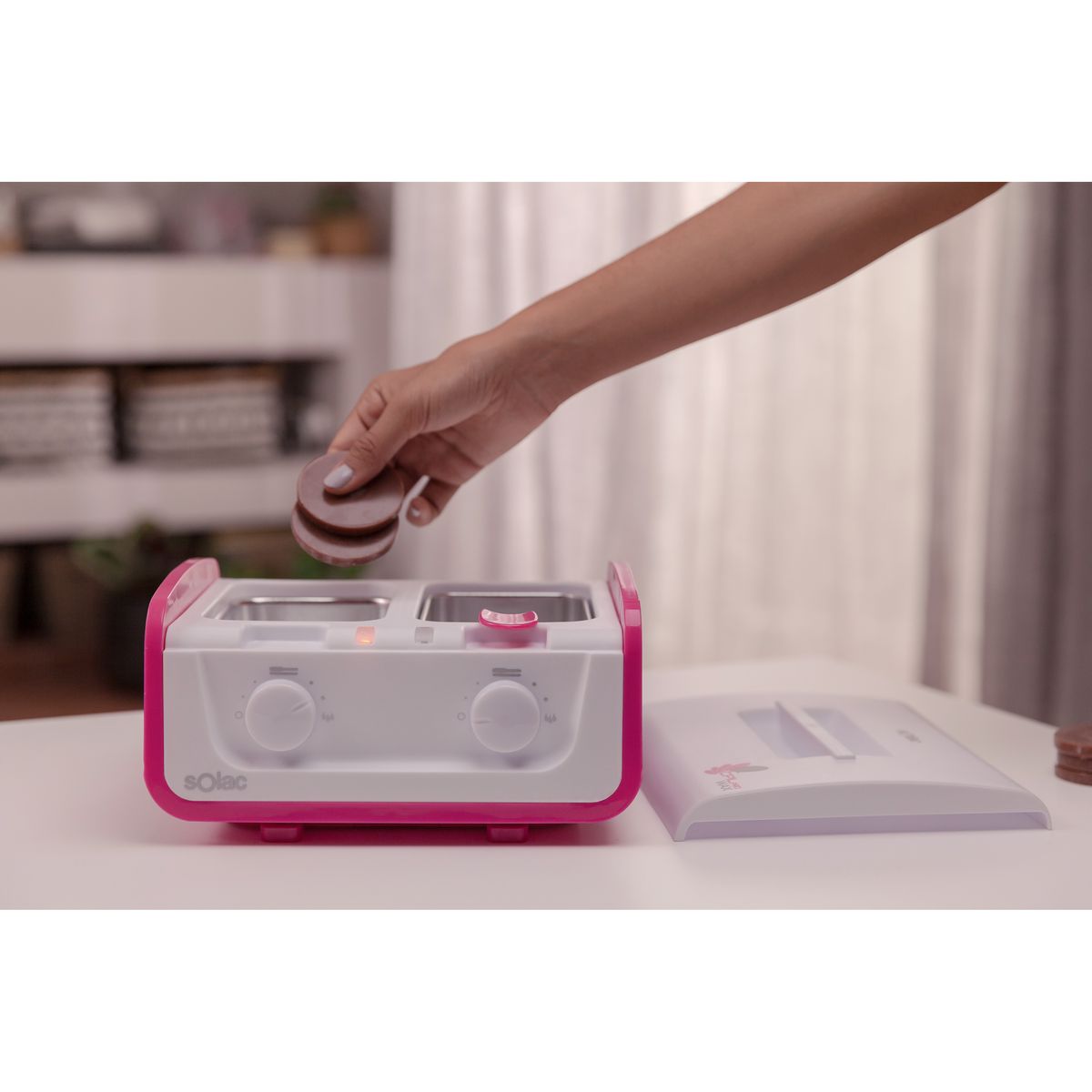 SOLAC Épilateur double cuve à cire chaude DC750224 - Blanc