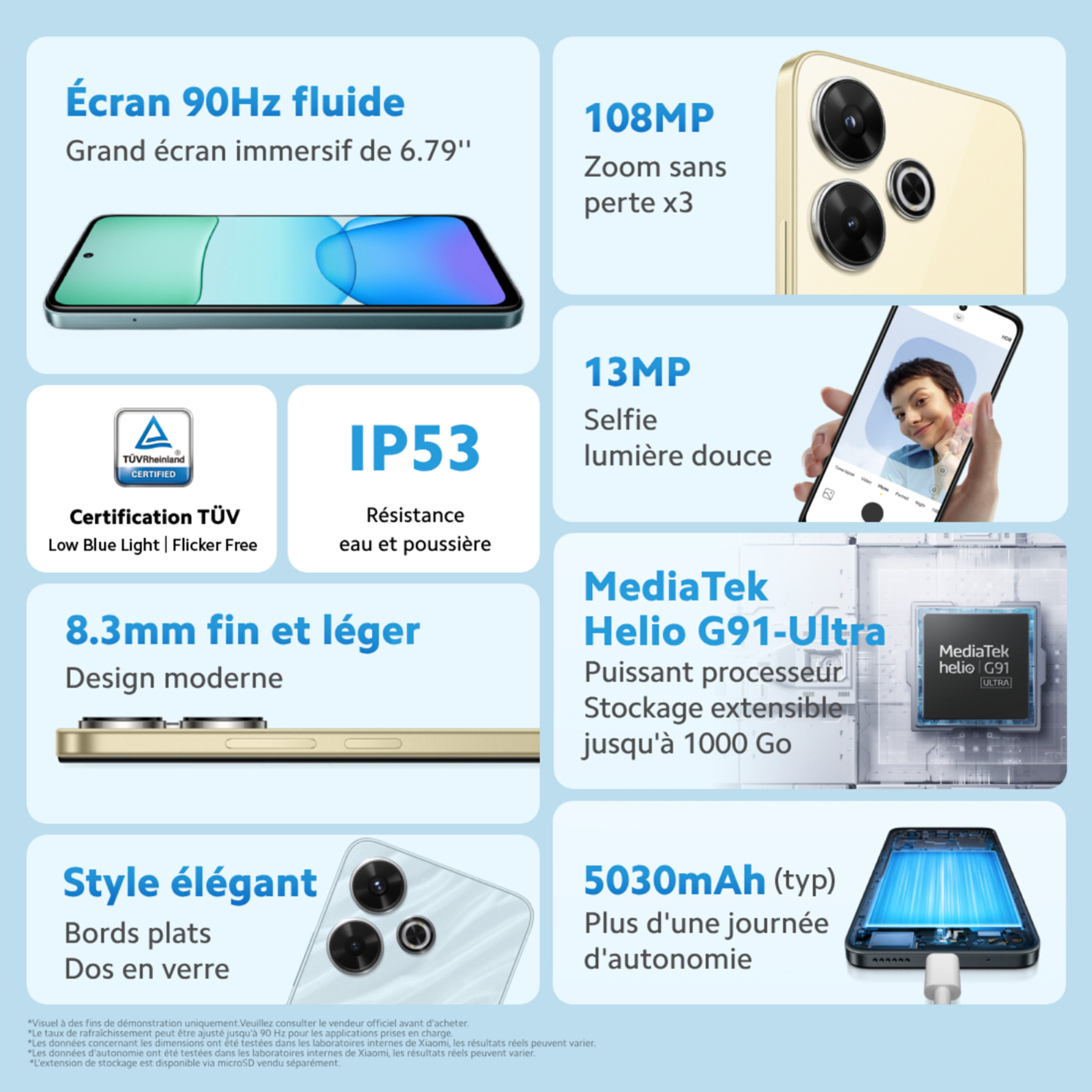 Voir la diapositive 6 : XIAOMI Redmi 13 4G 8/256Go - Bleu