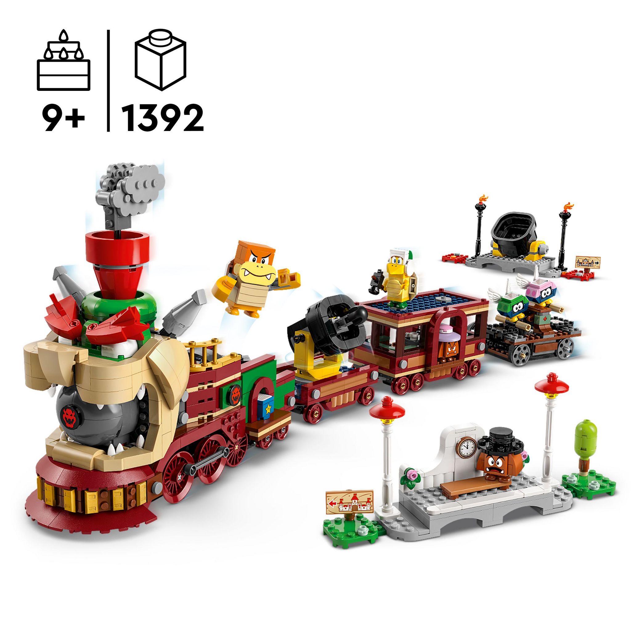 Voir la diapositive 3 : LEGO Super Mario 41437 - Train Bowser Express - Set avec Personnages de la Série un Frère Marto, un Boum Boum, 2 Goombas, 2 Paracoccinellys