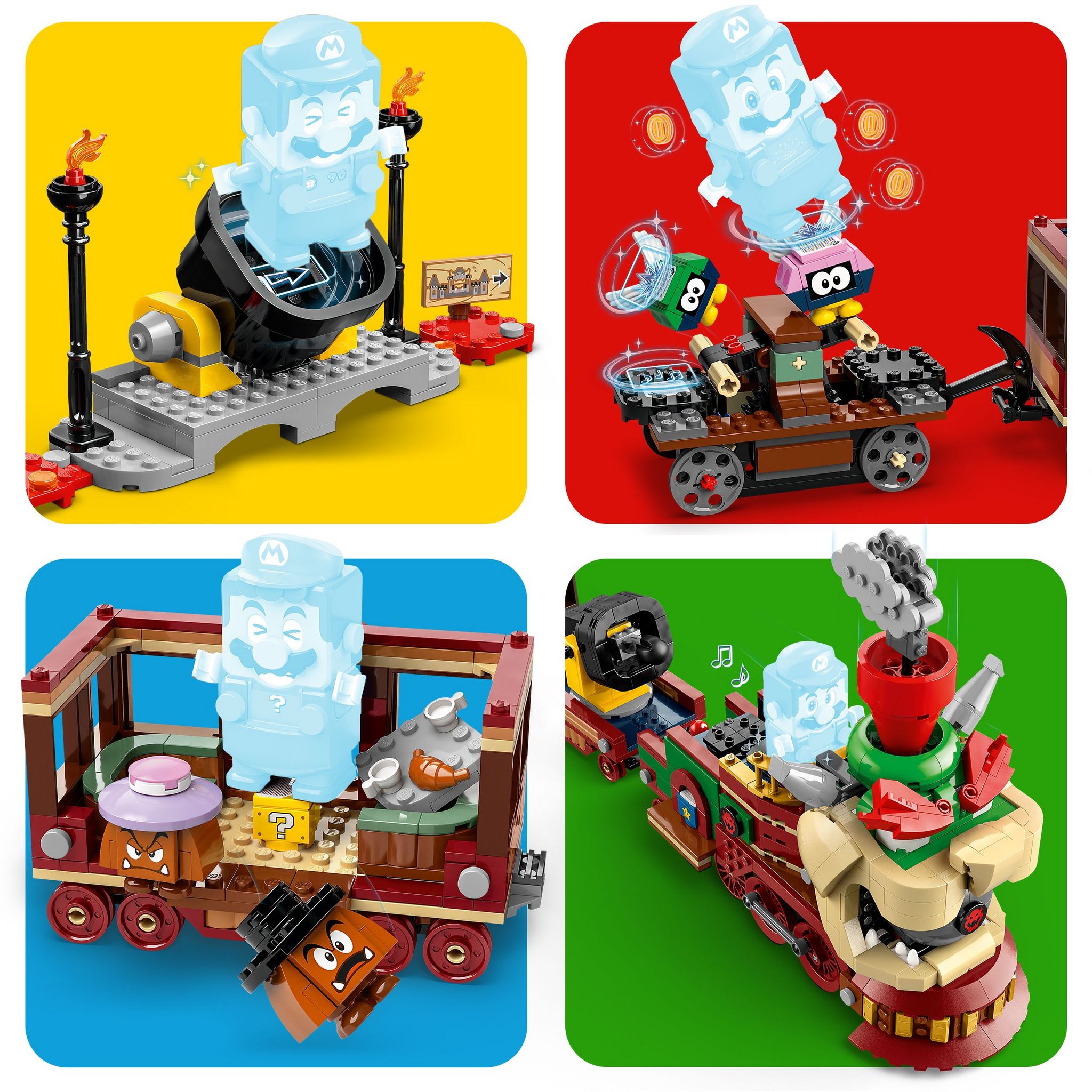 Voir la diapositive 5 : LEGO Super Mario 41437 - Train Bowser Express - Set avec Personnages de la Série un Frère Marto, un Boum Boum, 2 Goombas, 2 Paracoccinellys