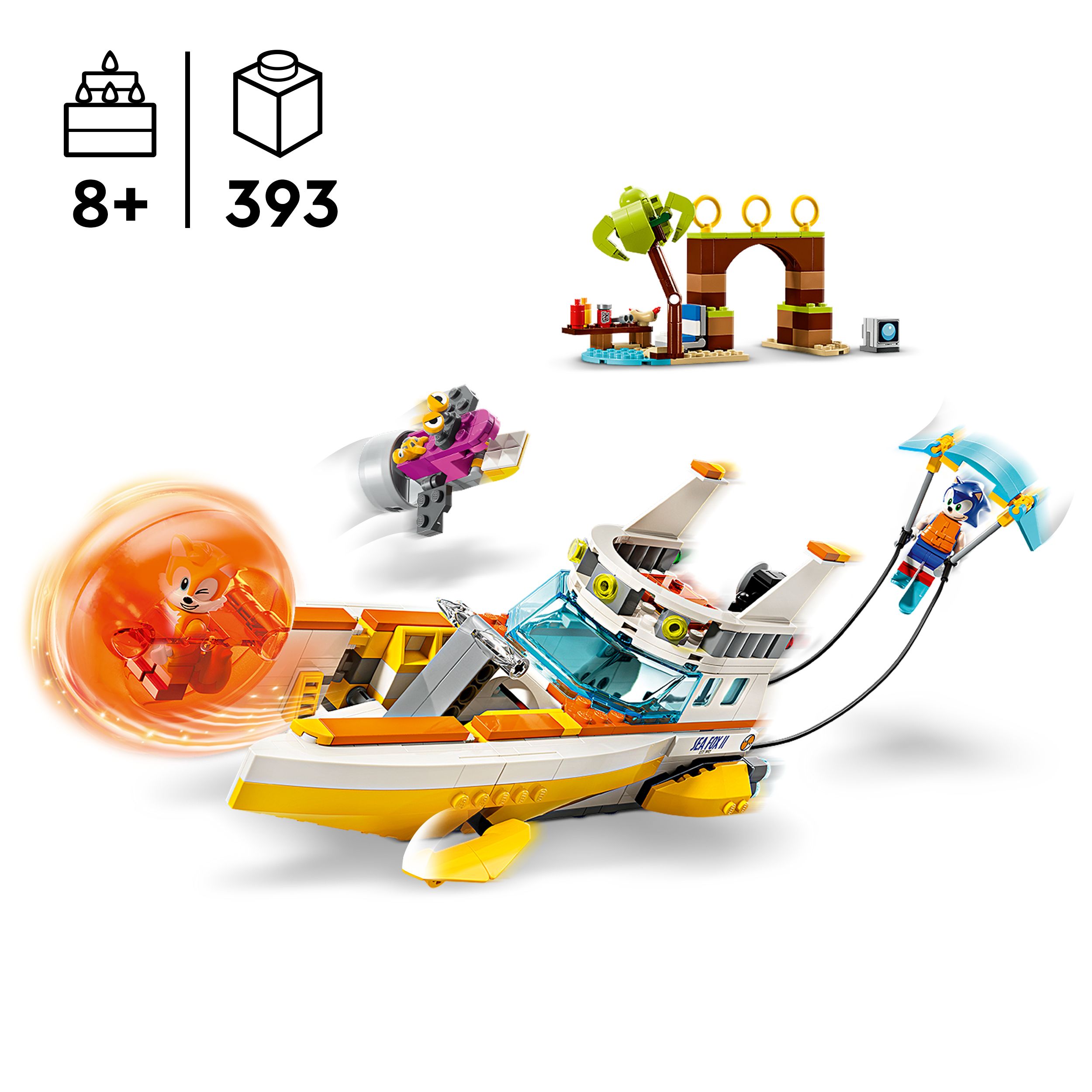 Voir la diapositive 3 : LEGO Sonic 76997 - Le bateau d'aventures de Tails - Jouet bateau interactif à collectionner - Set pour Enfants avec du Jeu Vidéo