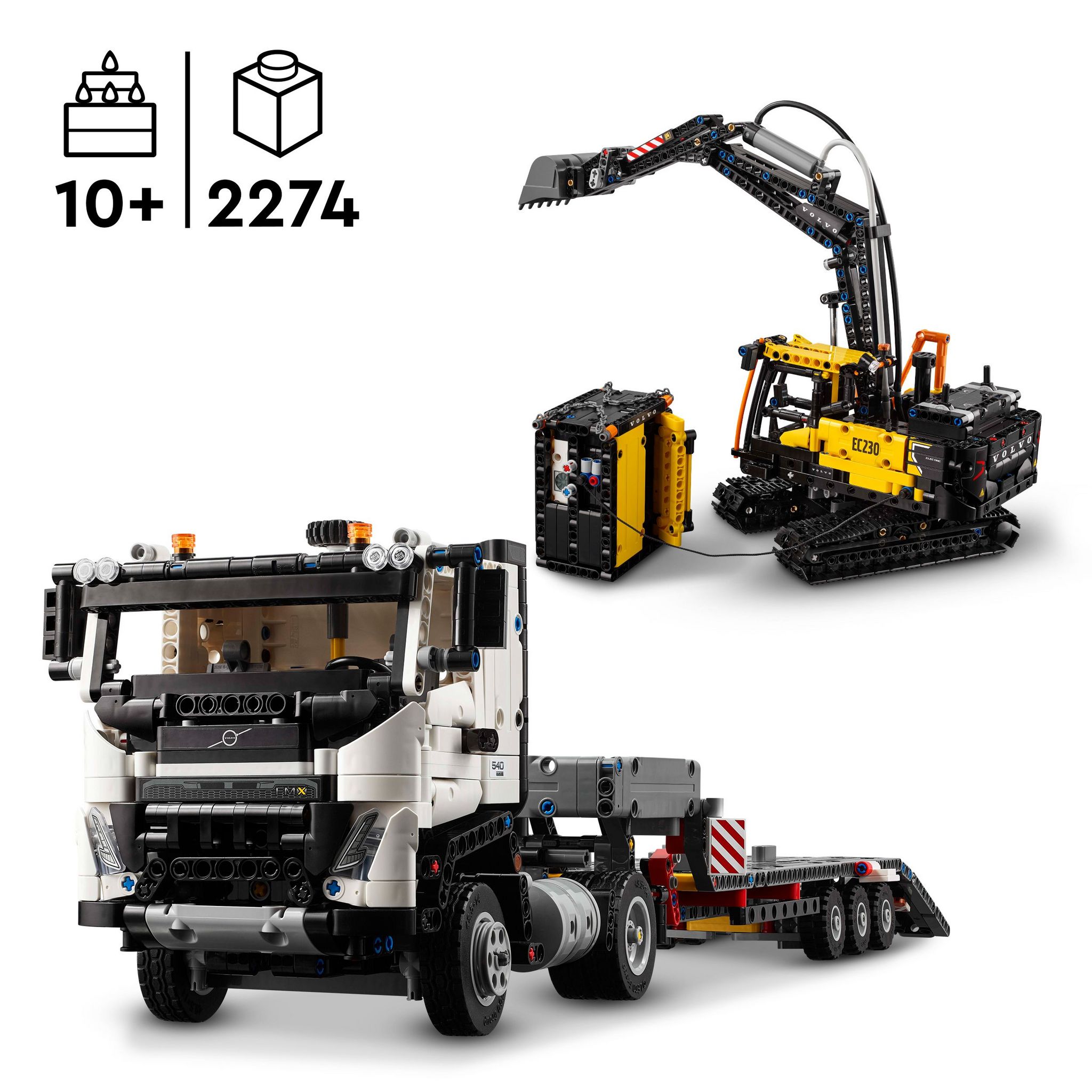 Voir la diapositive 3 : LEGO Technic 42175 - Camion Volvo FMX et Pelleteuse électrique EC230
