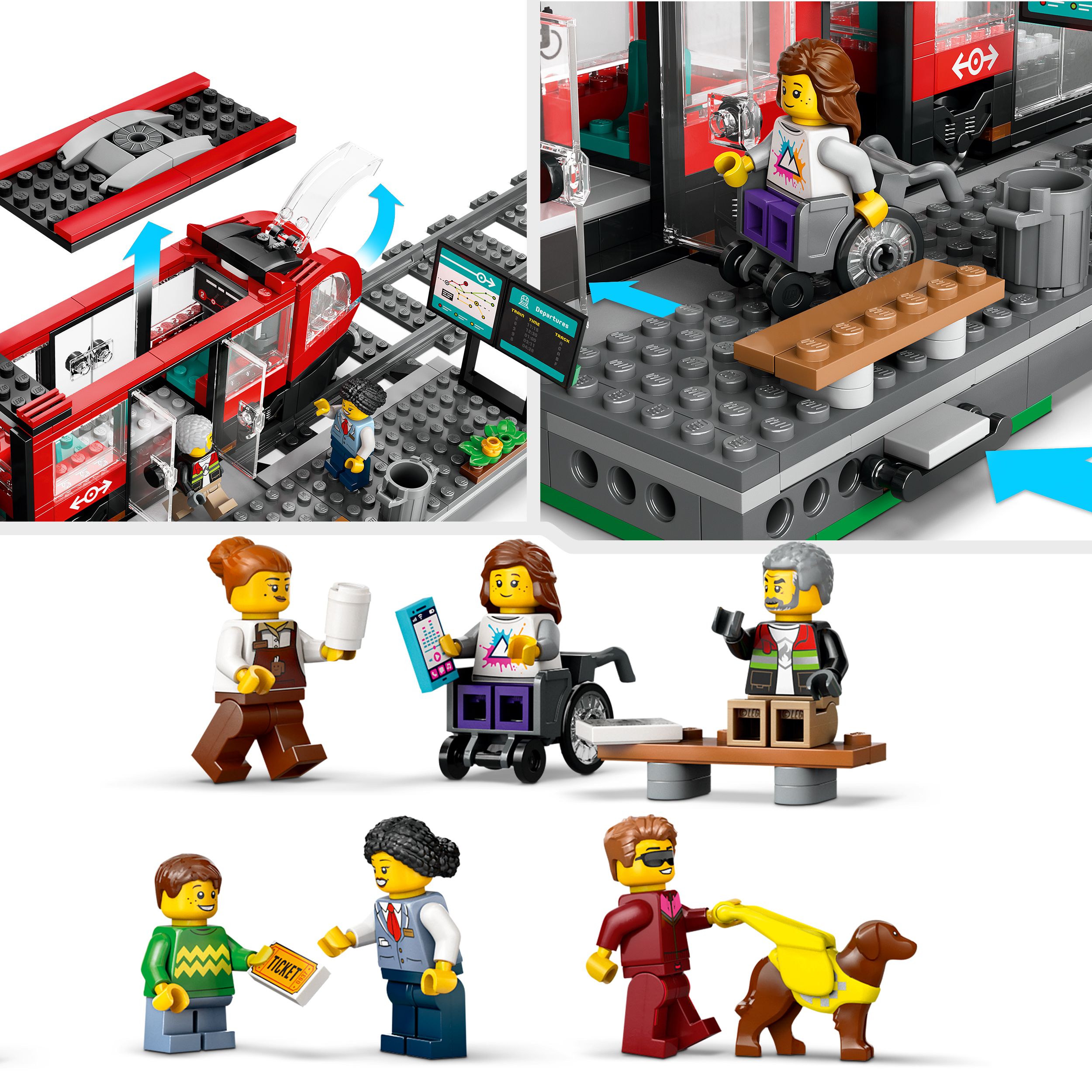 Voir la diapositive 5 : LEGO LEGO® City 60423 Le tramway et la station du centre-ville, véhicule pour enfants dès 7 ans