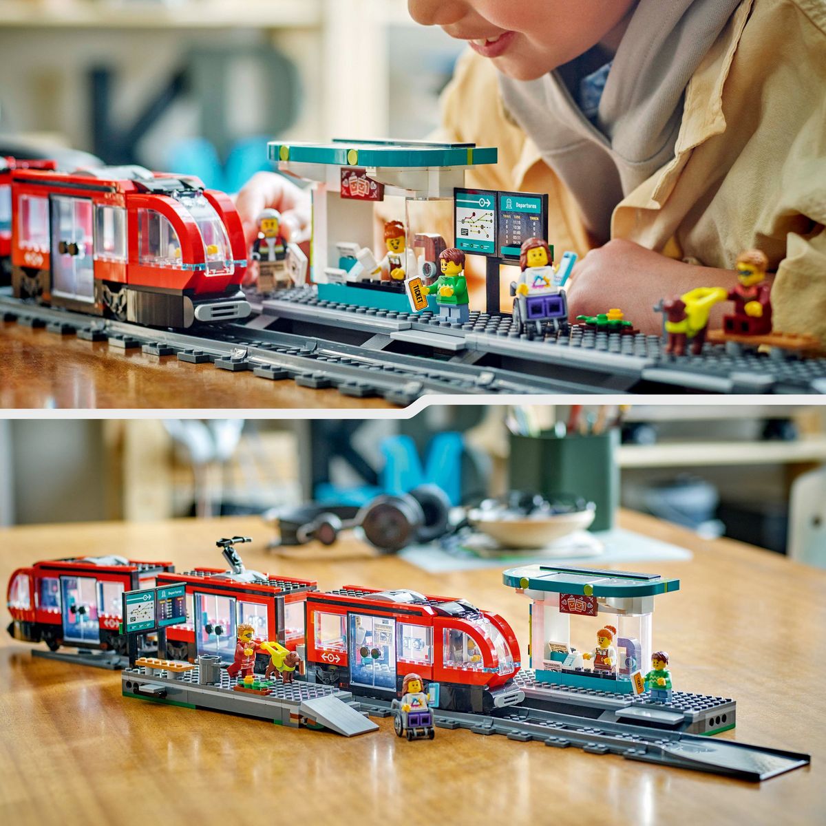 LEGO City 60423 - Le Tramway et la Station du Centre-ville - Véhicules pour Enfants Garçons et Filles dès 7 Ans, Idée Cadeau d'Anniversaire pour les Fans de Transport