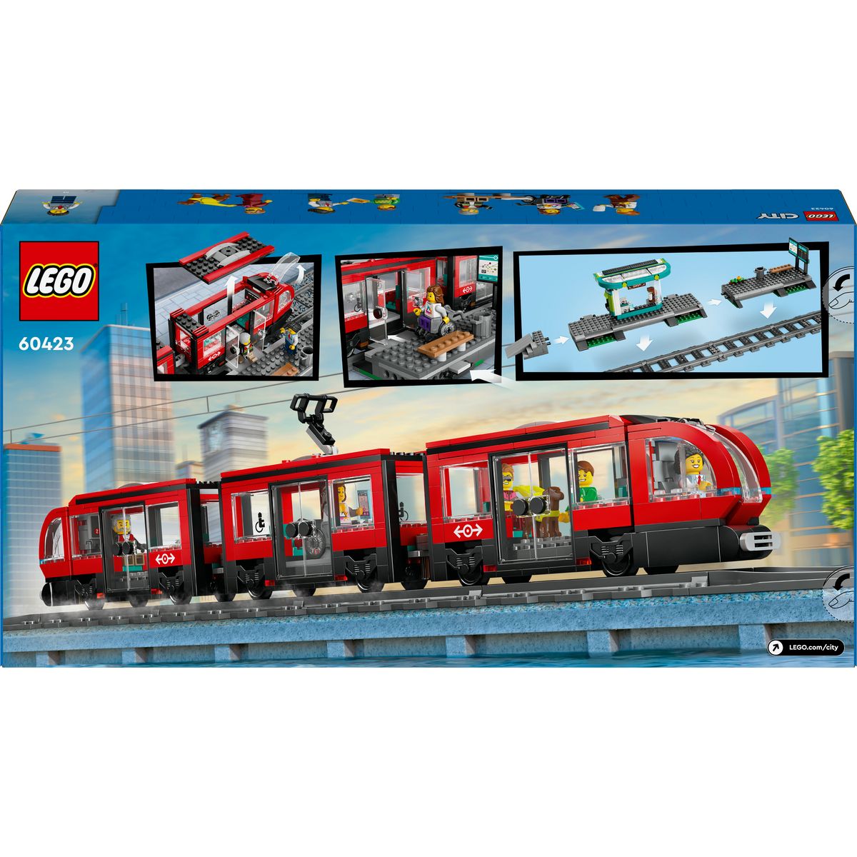 LEGO City 60423 - Le Tramway et la Station du Centre-ville - Véhicules pour Enfants Garçons et Filles dès 7 Ans, Idée Cadeau d'Anniversaire pour les Fans de Transport