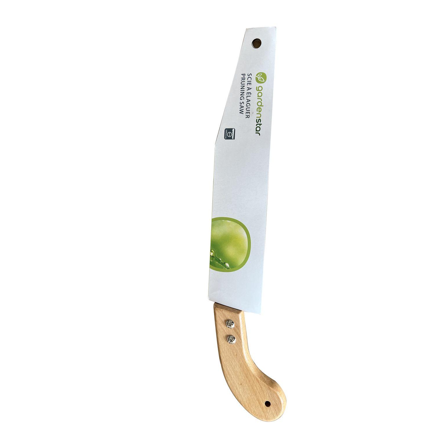 Voir la diapositive 3 : GARDENSTAR Scie arboricole en acier avec manche en bois FSC 47cm