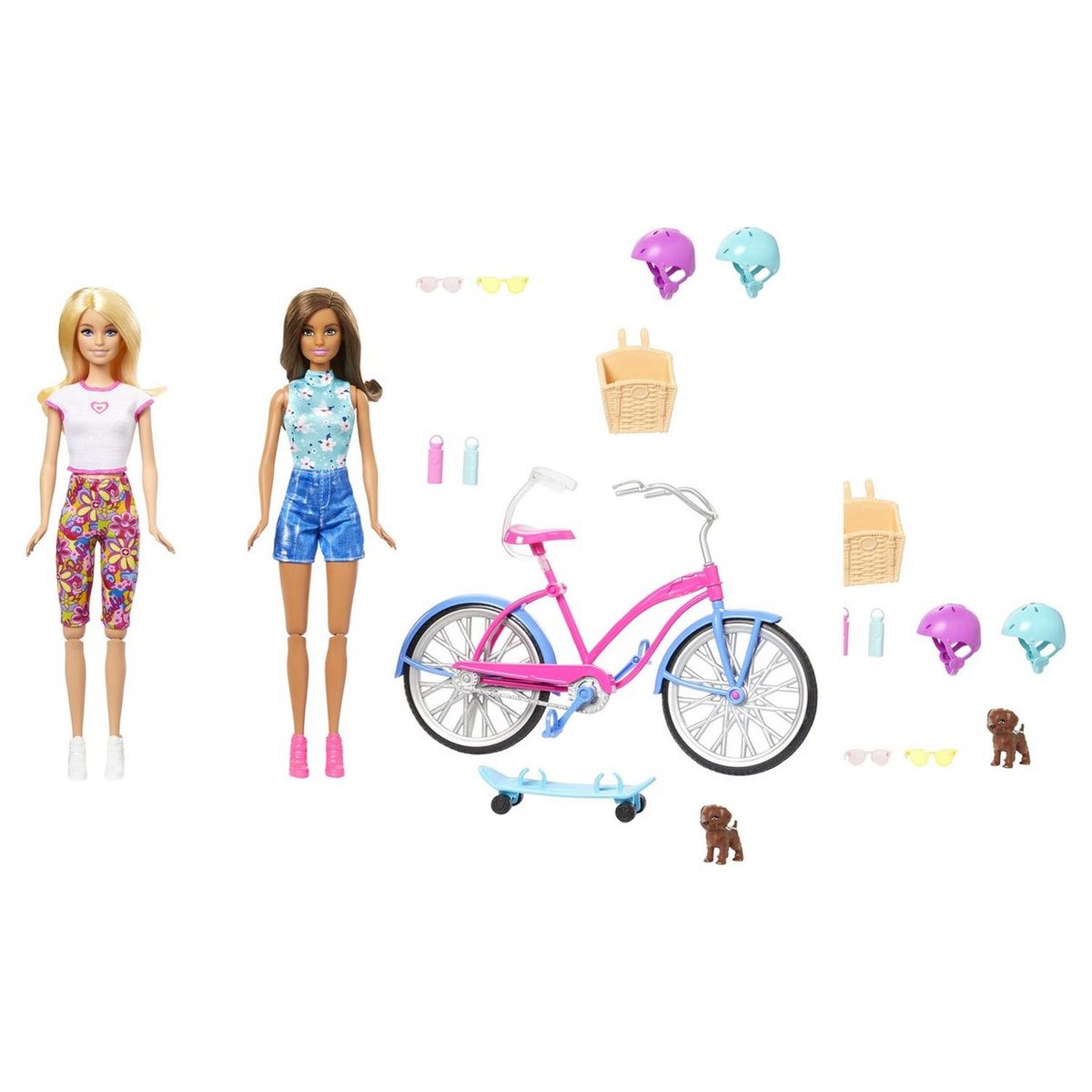 MATTEL Coffret poupée Barbie vélo et skateboard