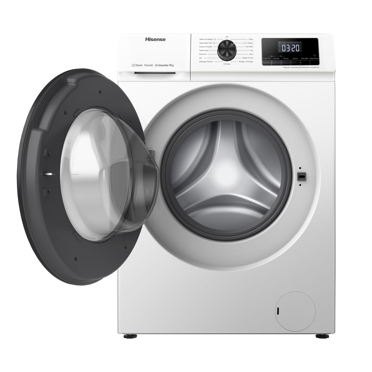 HISENSE Lave linge hublot à induction WF8014QAEVJM, 8 kg, 1400 T/min, A