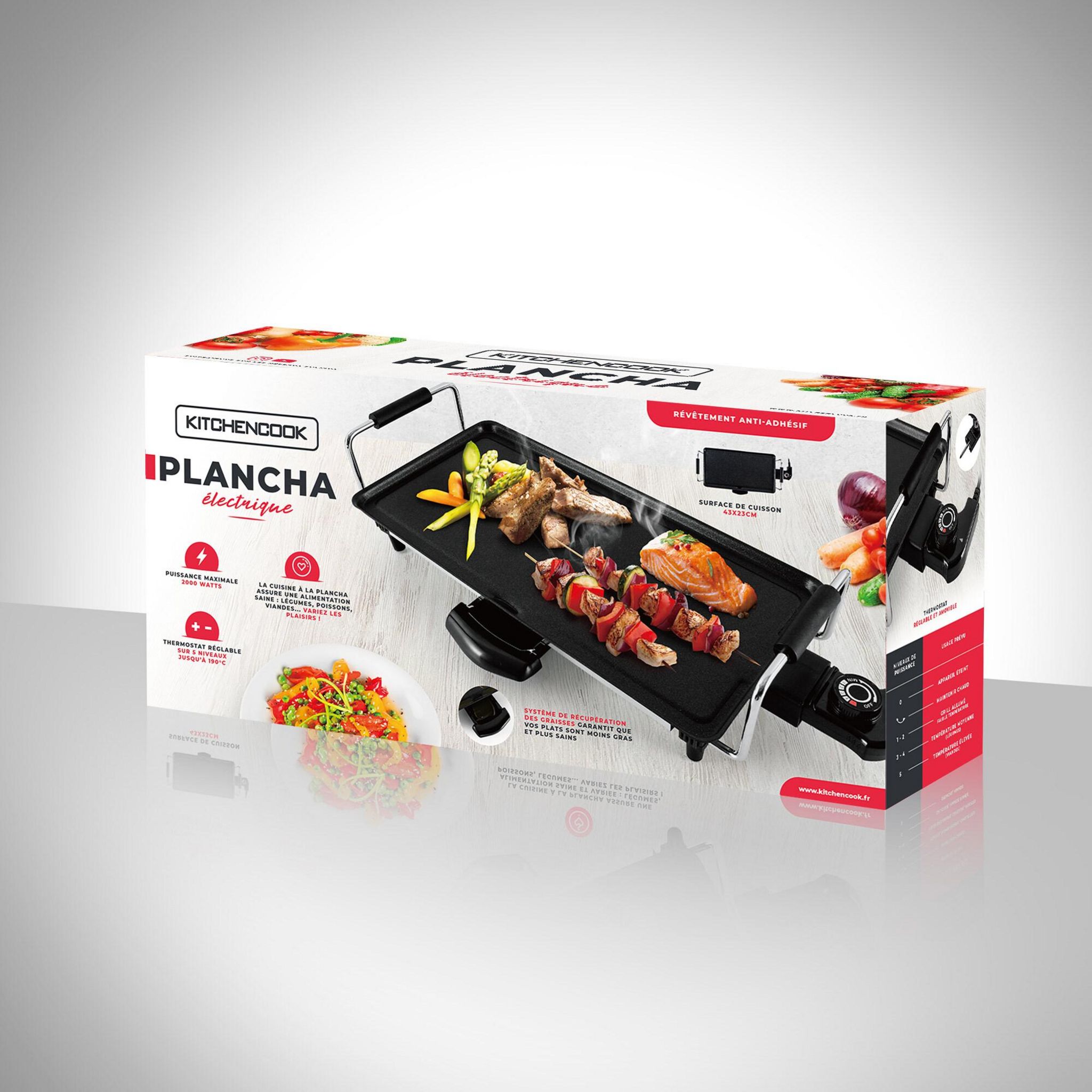 Voir la diapositive 10 : KITCHENCOOK Plancha électrique KPAN - Noir