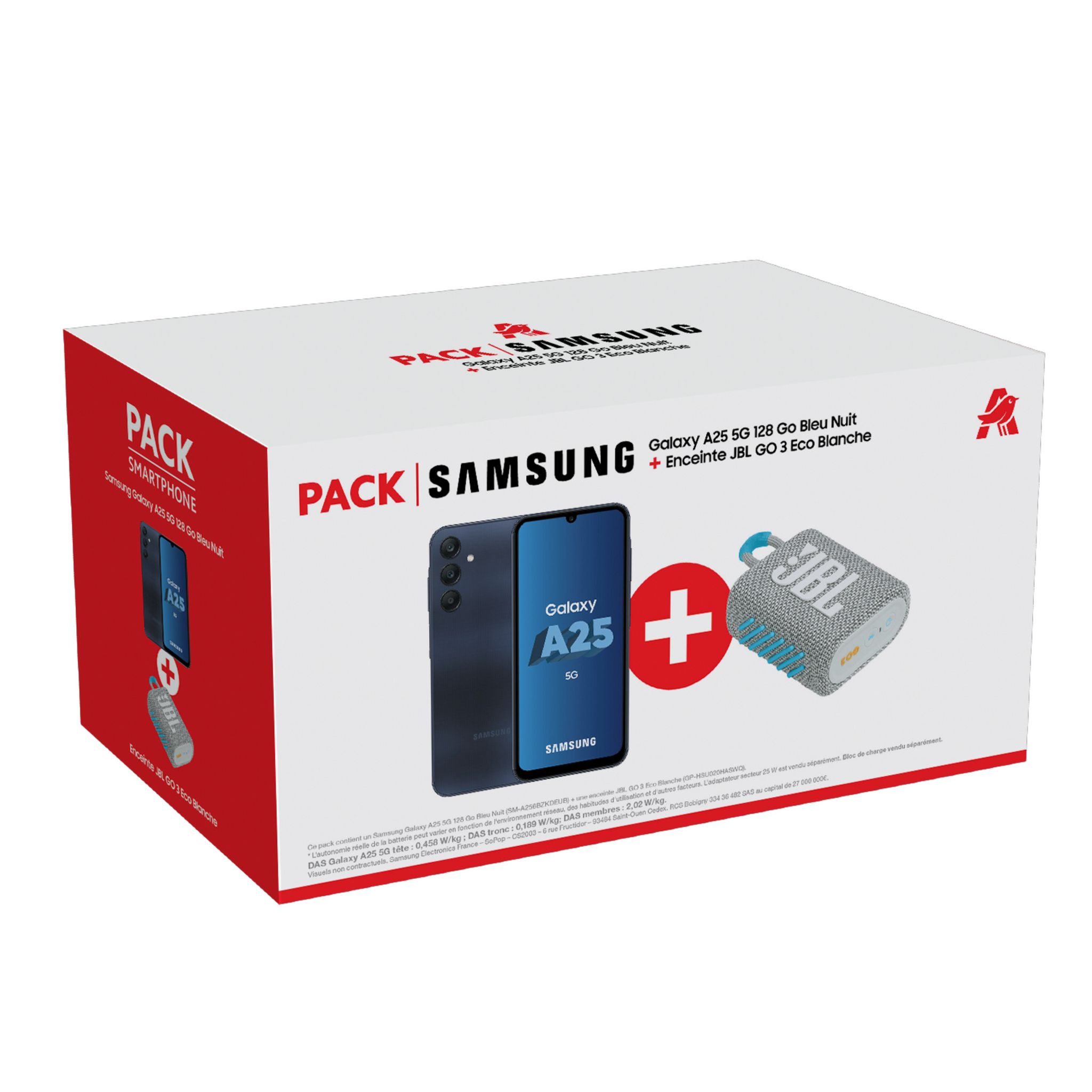 Voir la diapositive 2 : SAMSUNG Pack Galaxy A25 5G 128Go Bleu Nuit + enceinte JBL GO 3 Eco Blanche