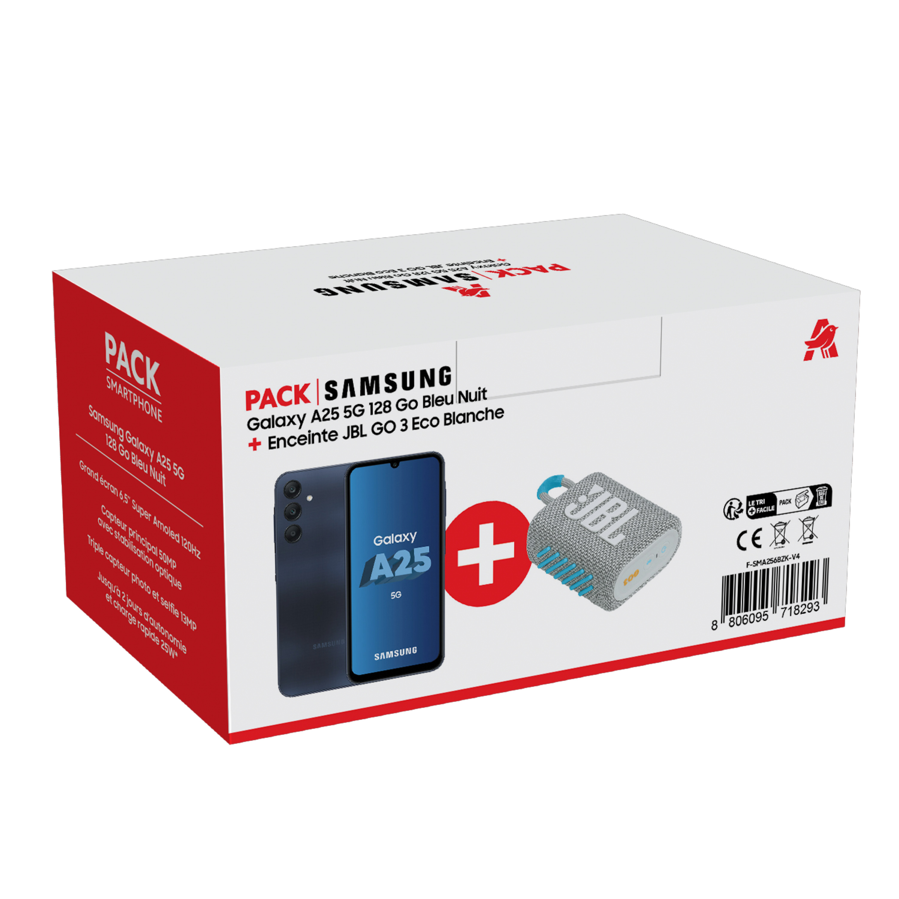 Voir la diapositive 3 : SAMSUNG Pack Galaxy A25 5G 128Go Bleu Nuit + enceinte JBL GO 3 Eco Blanche
