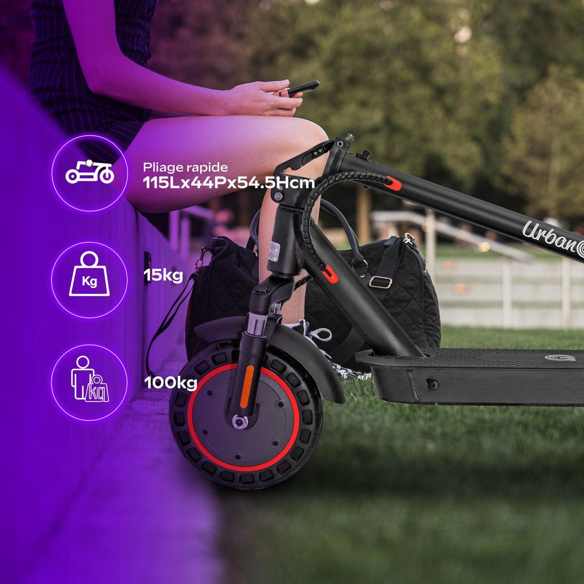 URBANGLIDE Trottinette électrique Trotti Ride 100 Pulse 30 - Noir