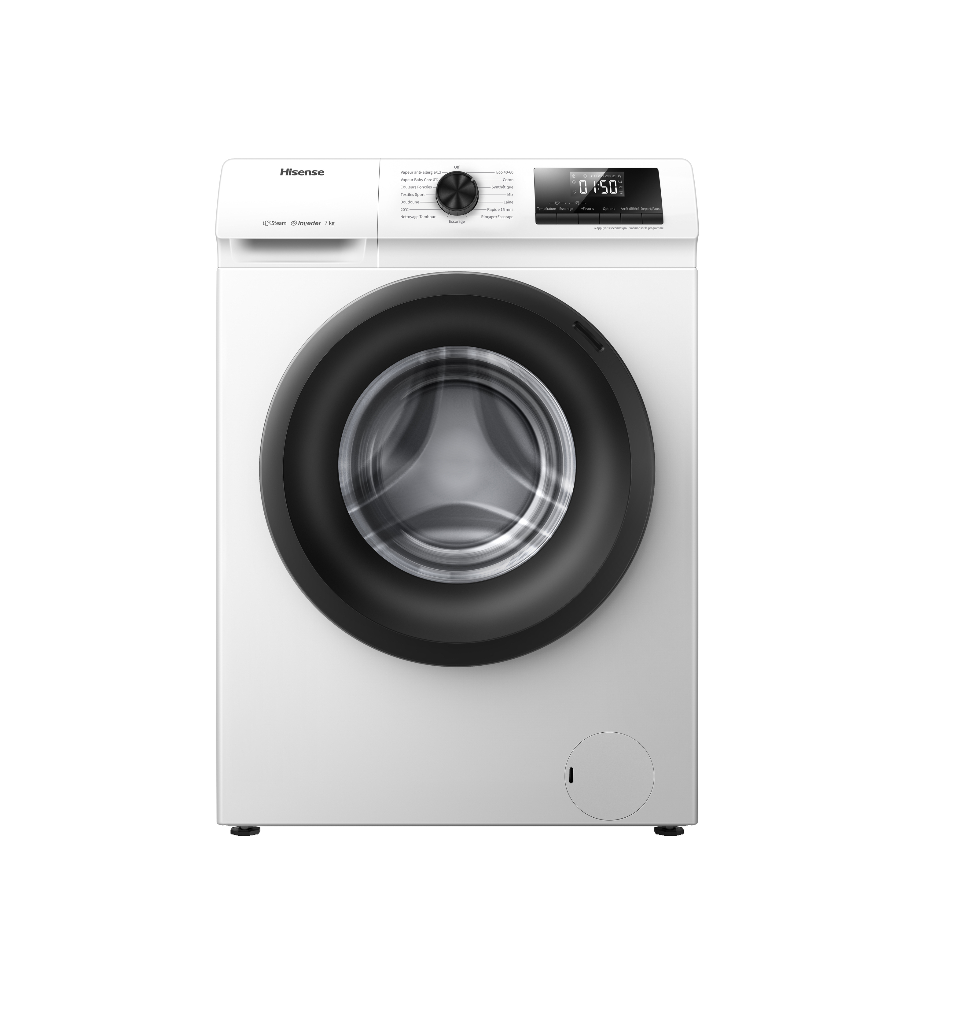 Voir la diapositive 2 : HISENSE Lave linge hublot à induction WFQP701219VM, 7 kg, 1200 T/min, A
