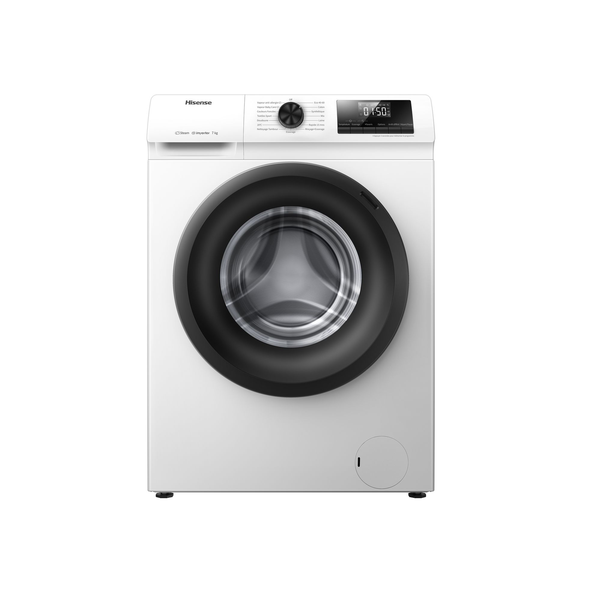 Voir la diapositive 2 : HISENSE Lave linge hublot à induction WFQP701219VM, 7 kg, 1200 T/min, A