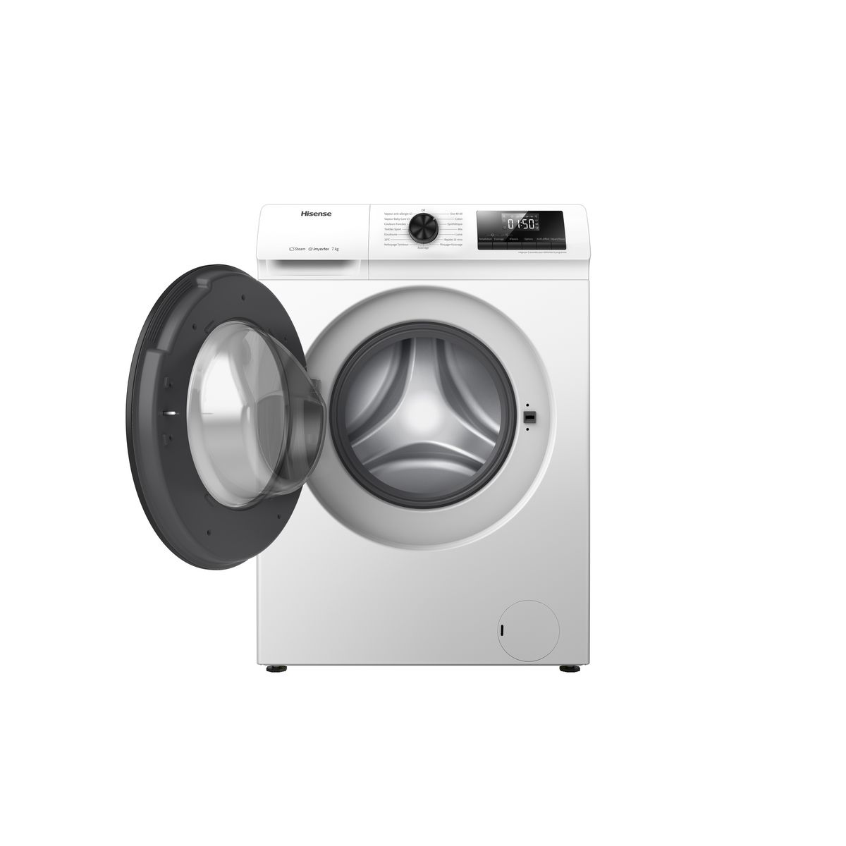 HISENSE Lave linge hublot à induction WFQP701219VM, 7 kg, 1200 T/min, A