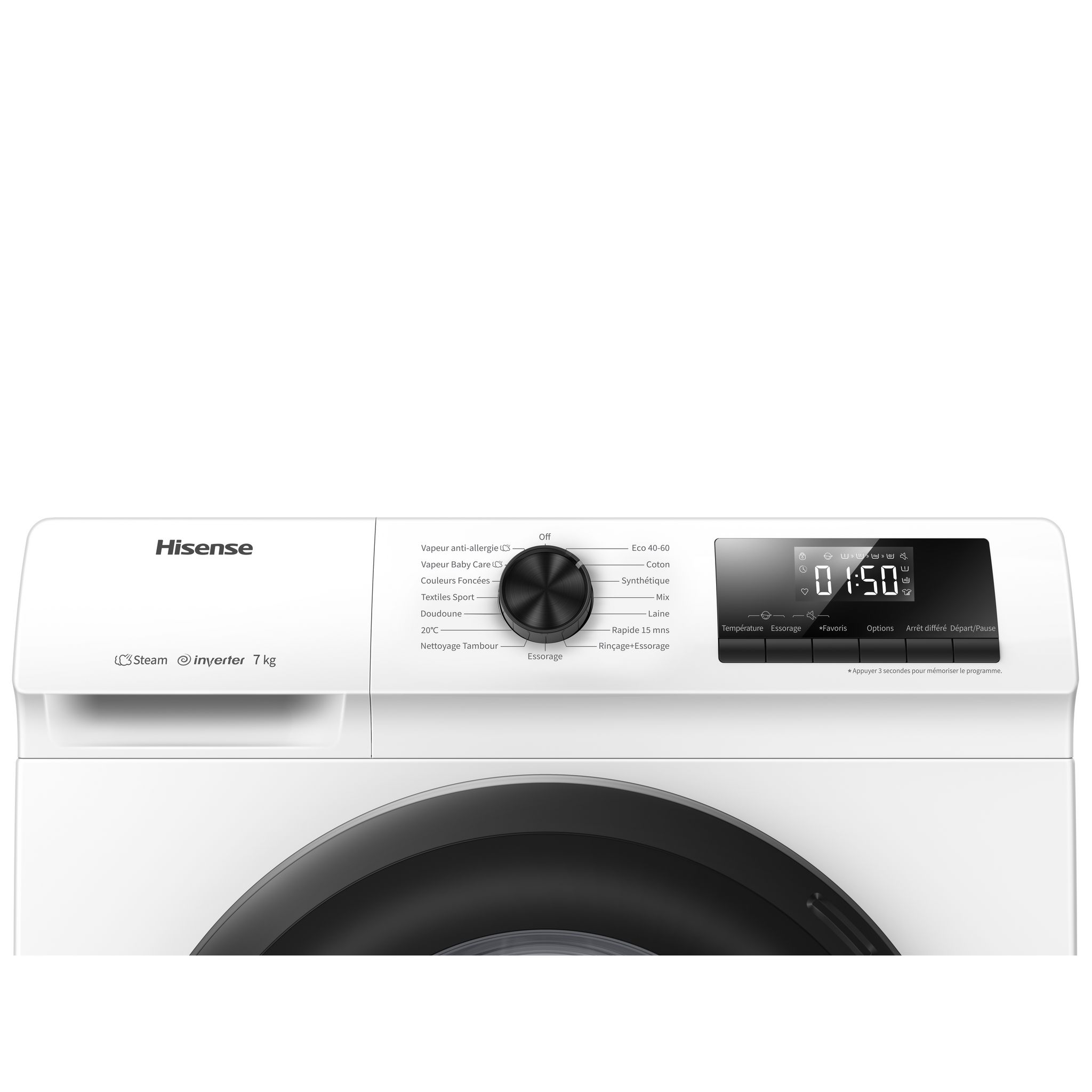 Voir la diapositive 5 : HISENSE Lave linge hublot à induction WFQP701219VM, 7 kg, 1200 T/min, A