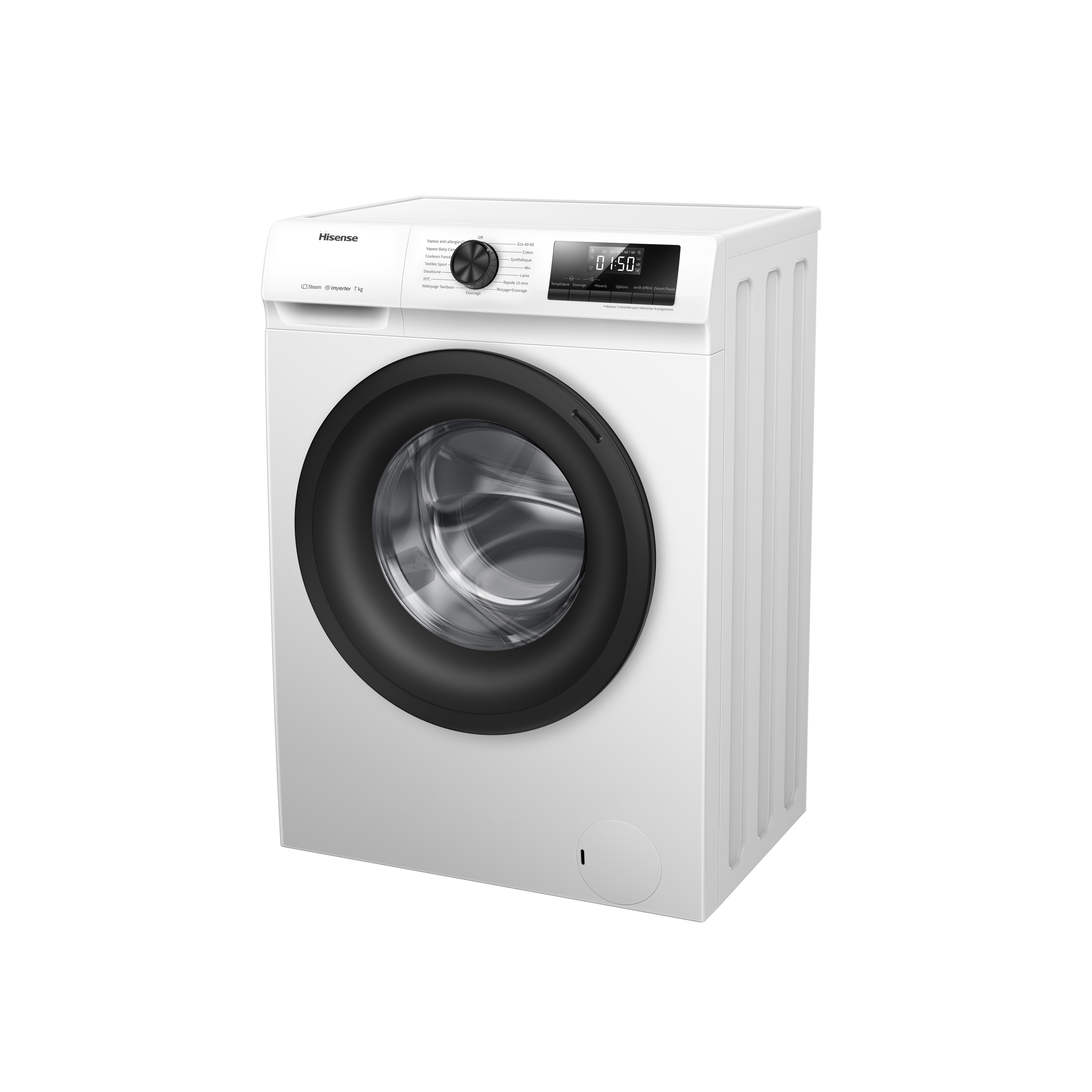Voir la diapositive 6 : HISENSE Lave linge hublot à induction WFQP701219VM, 7 kg, 1200 T/min, A
