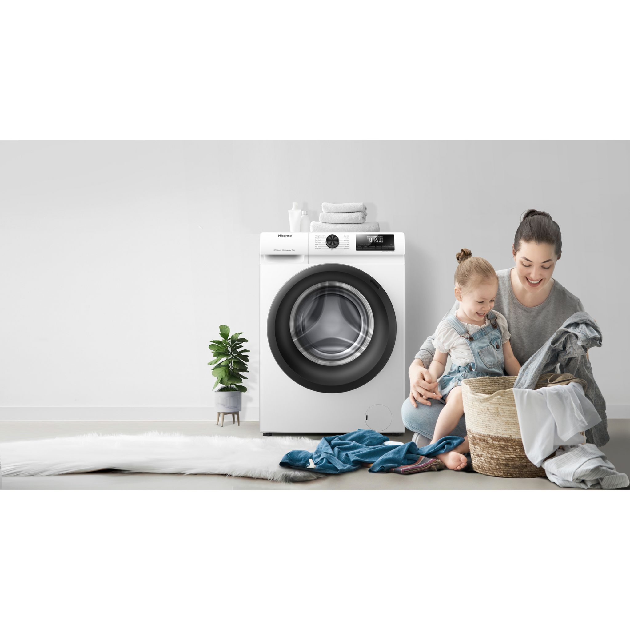 Voir la diapositive 7 : HISENSE Lave linge hublot à induction WFQP701219VM, 7 kg, 1200 T/min, A