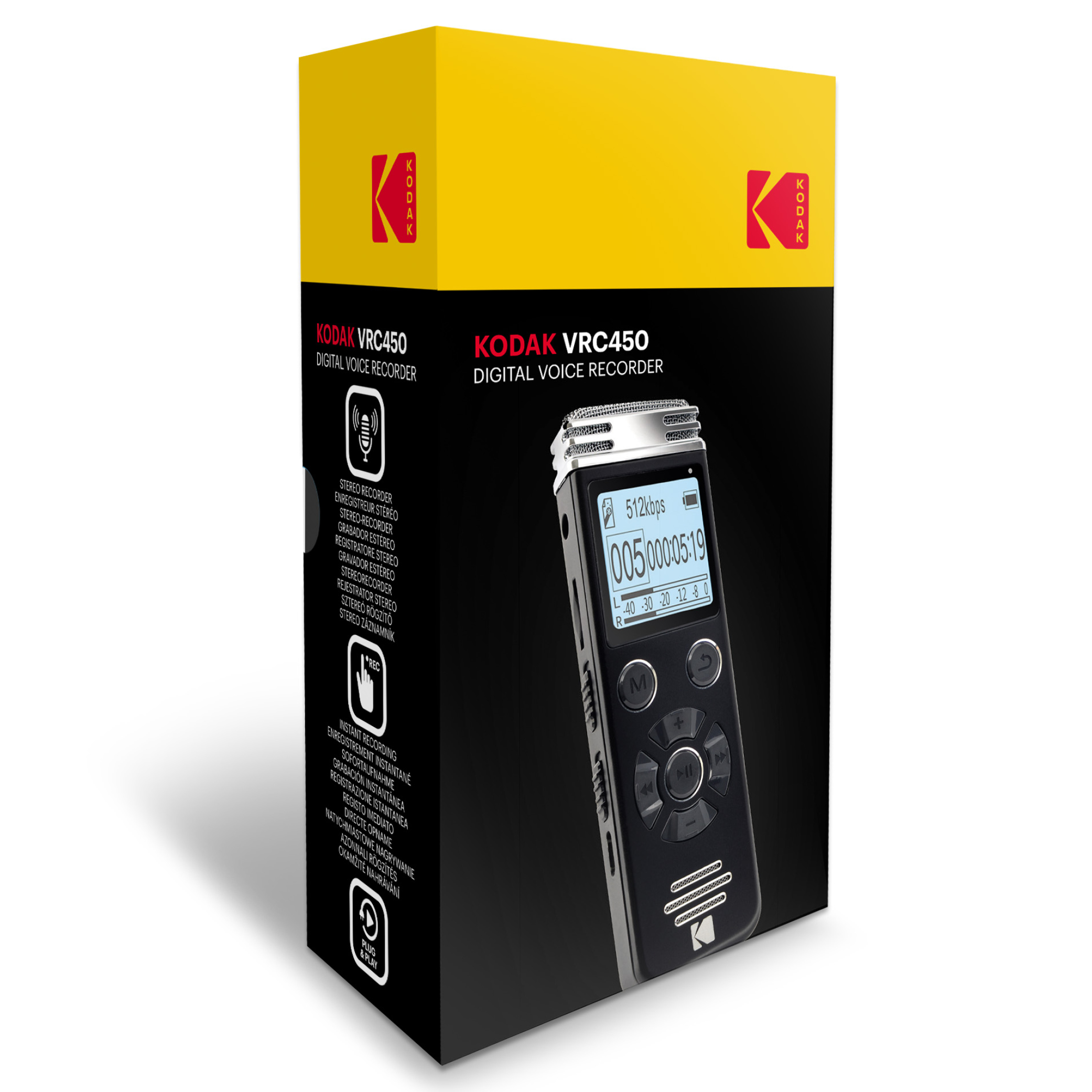 Voir la diapositive 7 : KODAK Dictaphone VRC450 enregistreur vocal - Noir