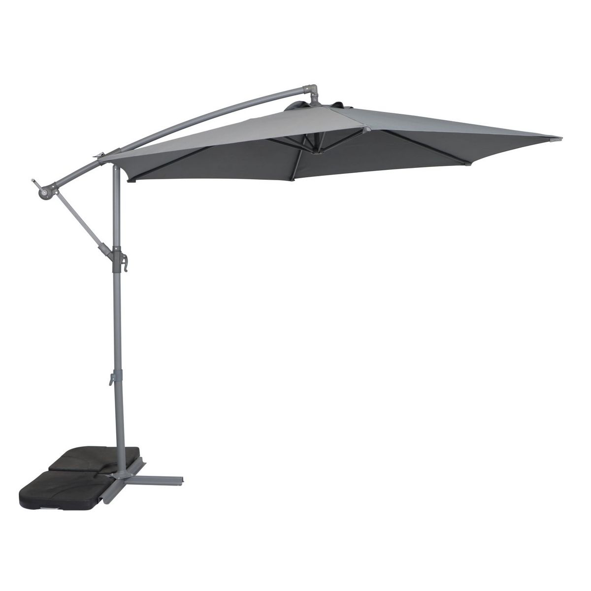 GARDENSTAR Parasol déporté rond en acier D3m - Gris acier