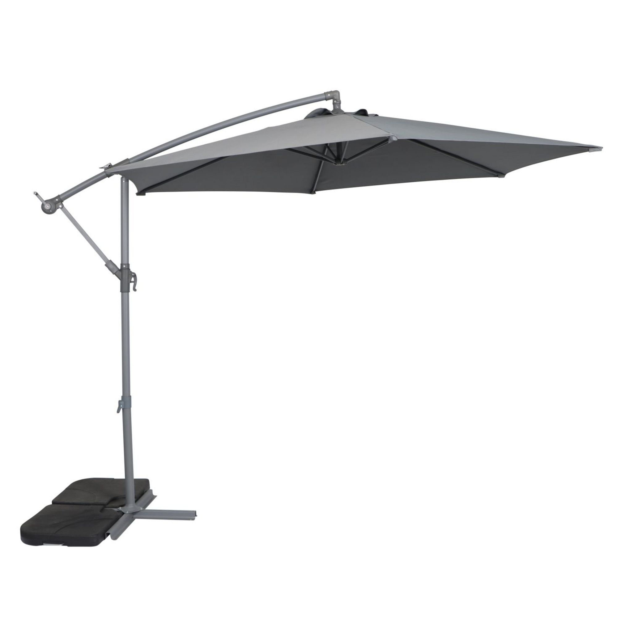 Voir la diapositive 2 : GARDENSTAR Parasol déporté rond en acier D3m - Gris acier