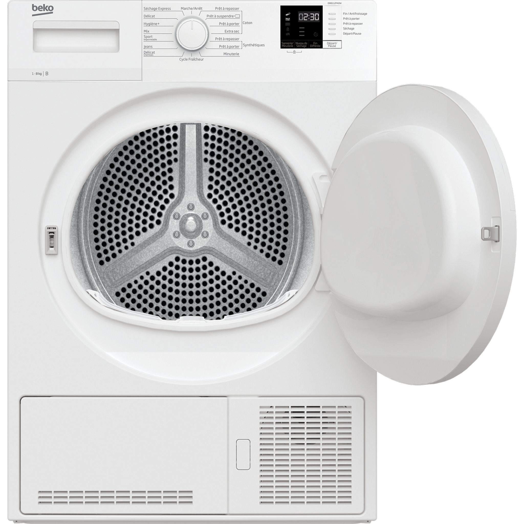 Voir la diapositive 2 : BEKO Sèche linge porte pleine DB8112PA0W, 8 kg, Condensation, B