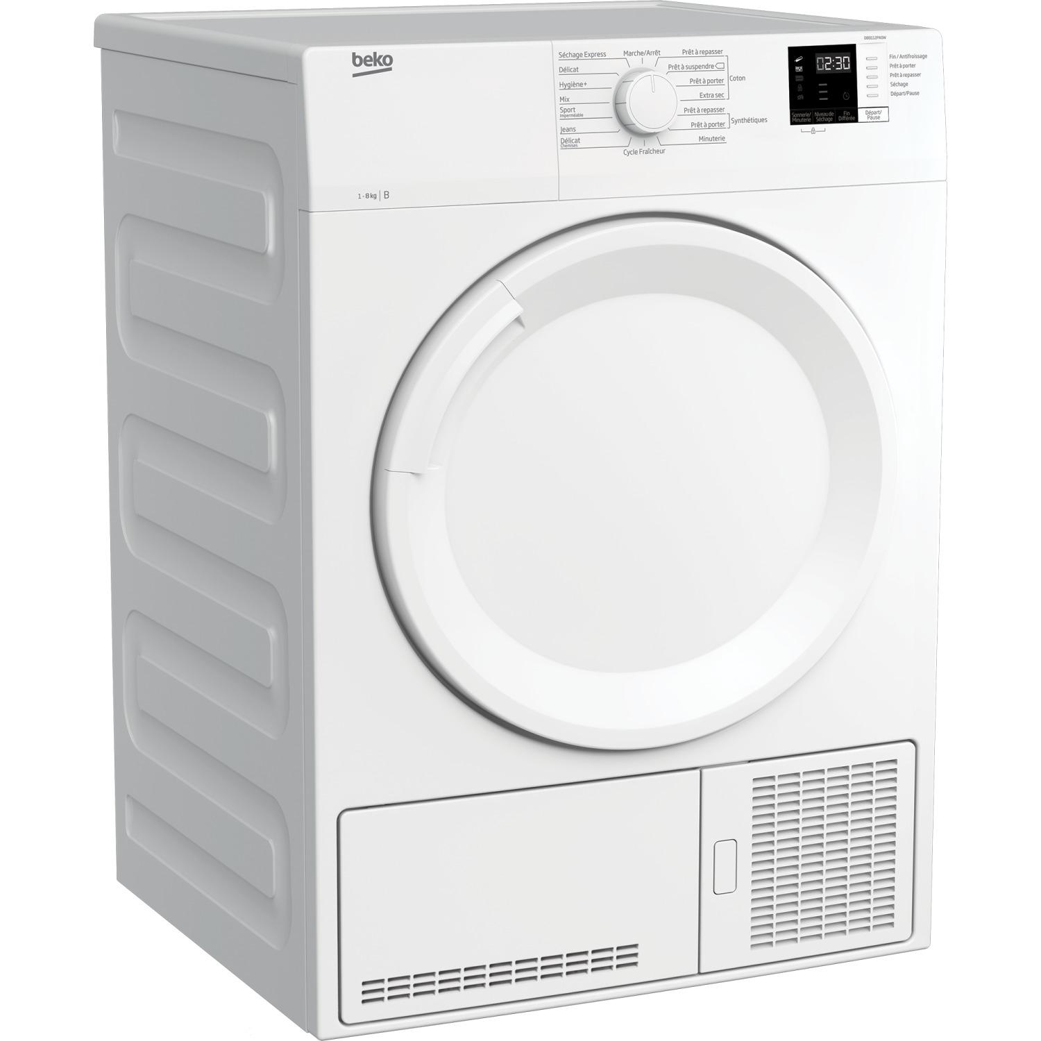 Voir la diapositive 9 : BEKO Sèche linge porte pleine DB8112PA0W, 8 kg, Condensation, B