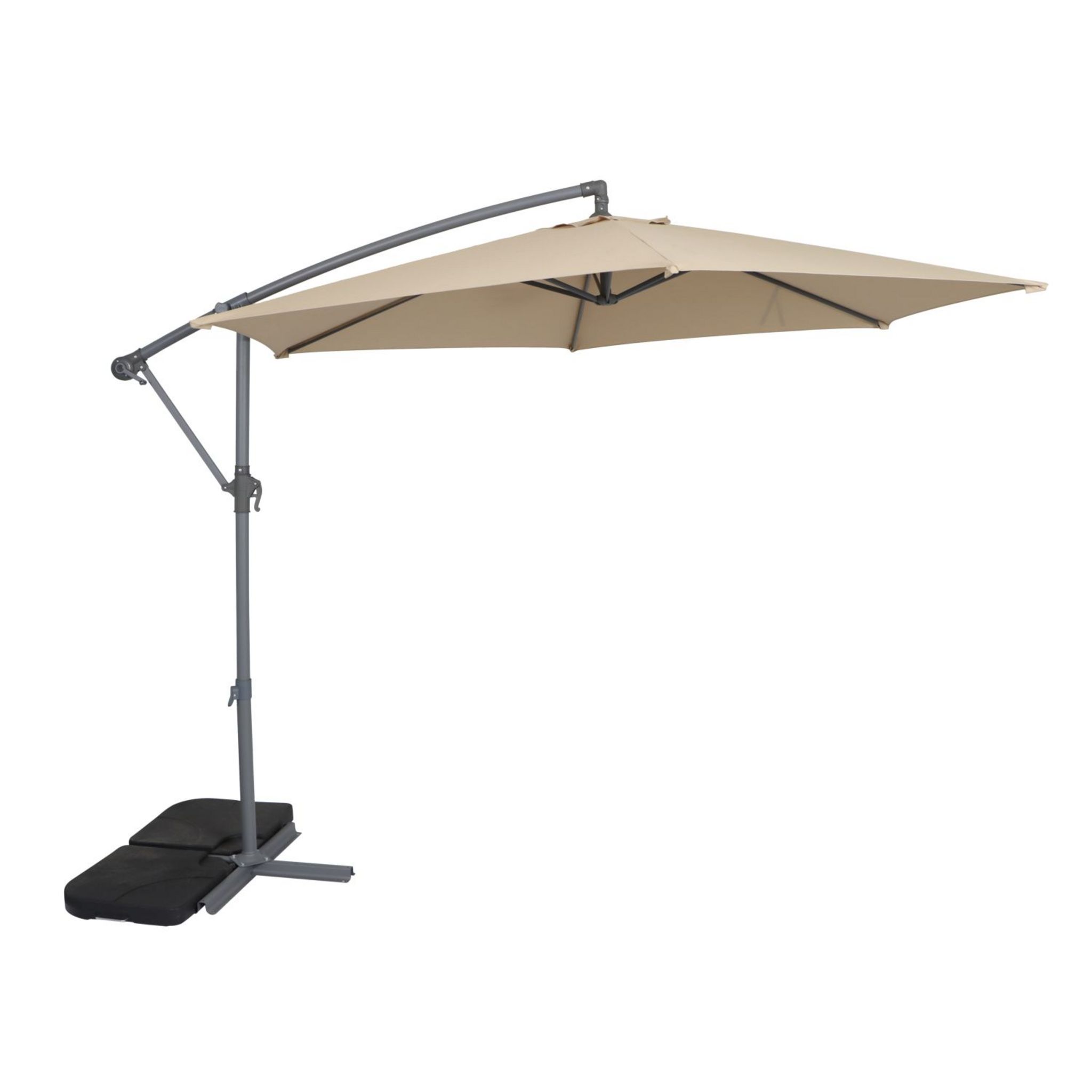 Voir la diapositive 2 : GARDENSTAR Parasol déporté rond en acier D3m - Beige nomade