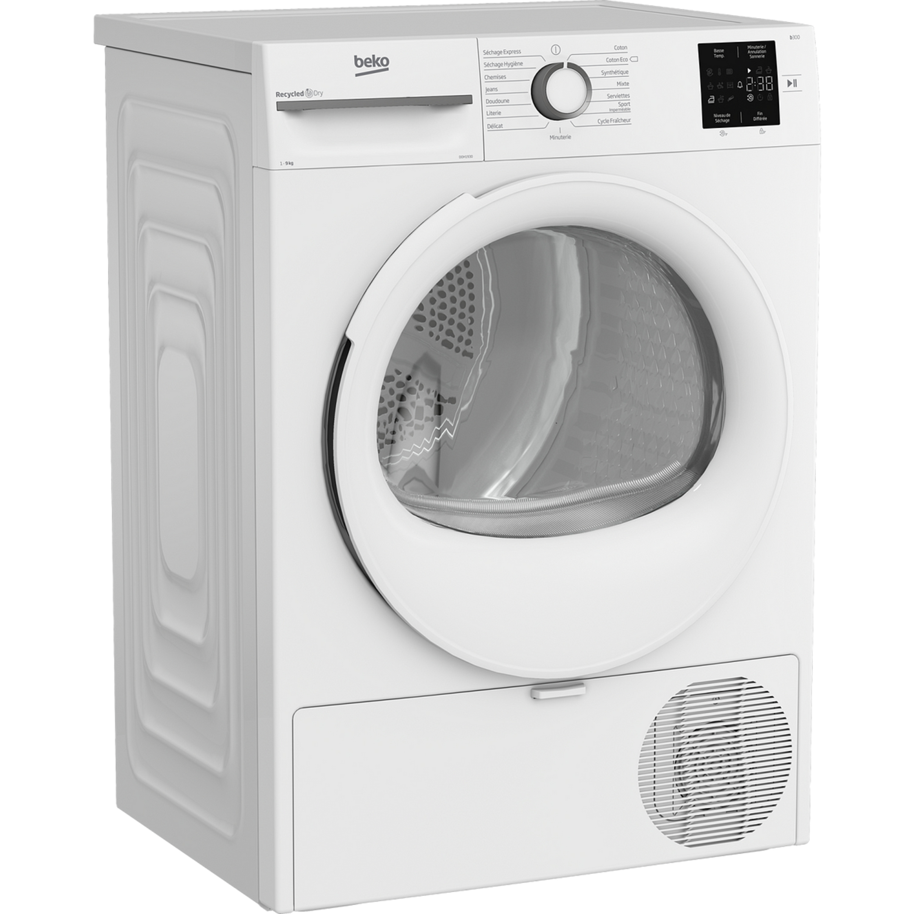 Voir la diapositive 4 : BEKO Sèche linge hublot D0H1930, 9 kg, Pompe à chaleur, D