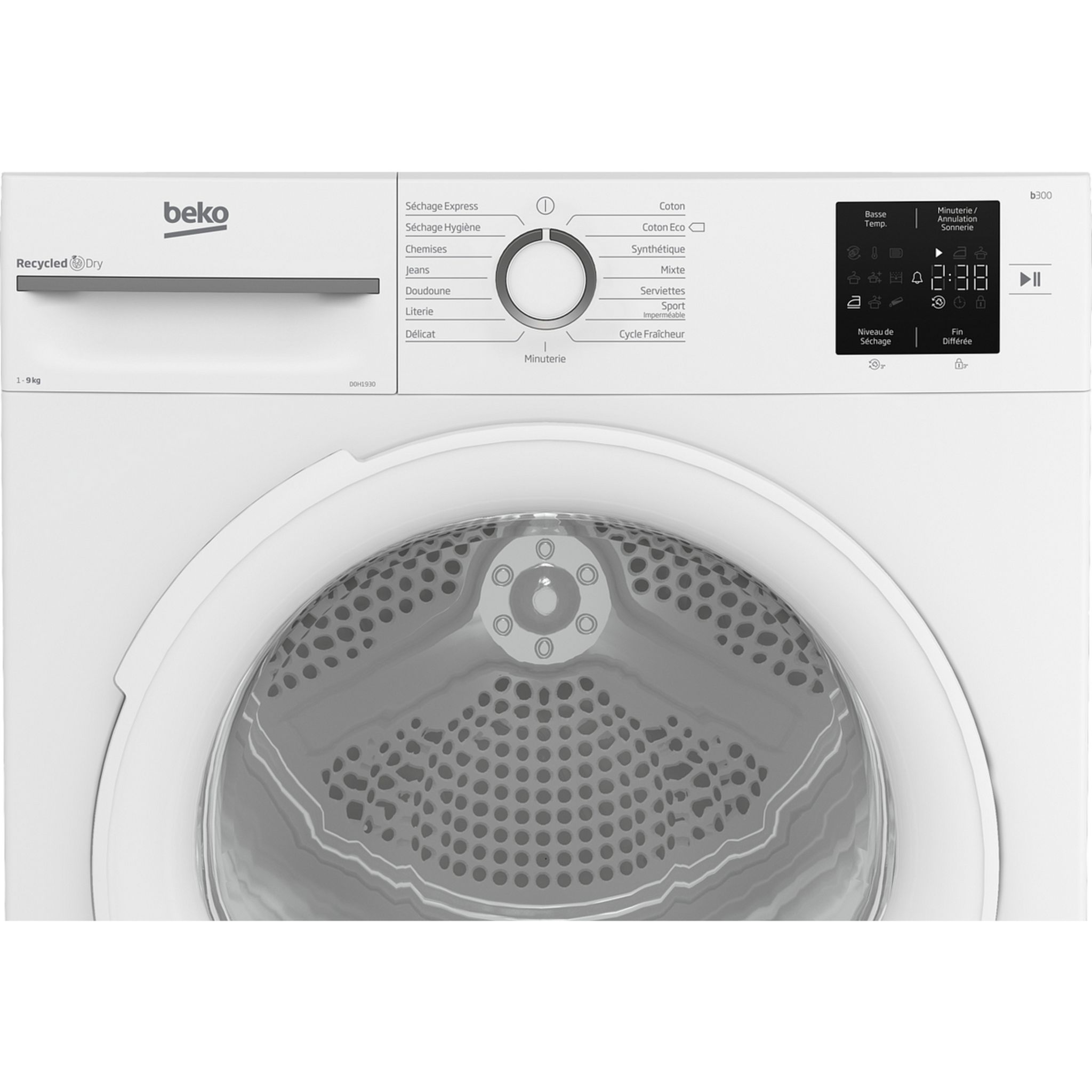 Voir la diapositive 5 : BEKO Sèche linge hublot D0H1930, 9 kg, Pompe à chaleur, D