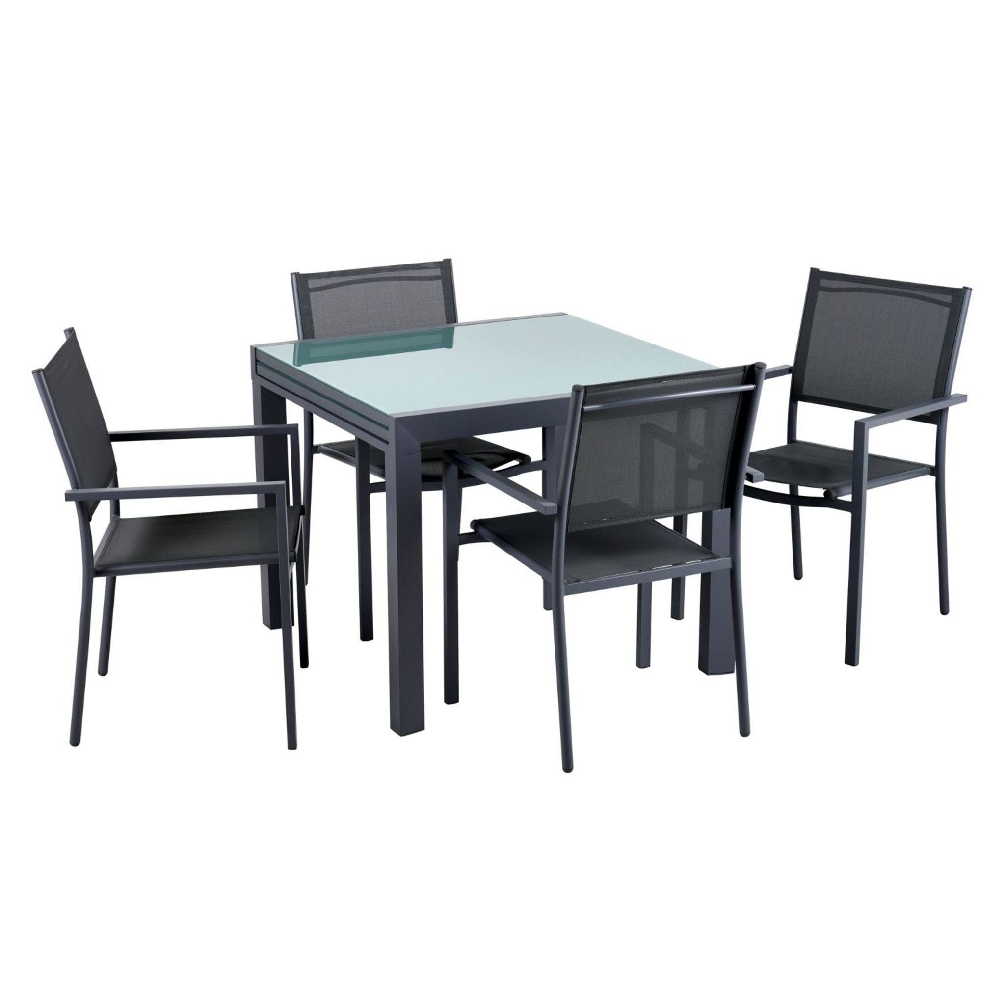 Voir la diapositive 3 : GARDENSTAR Table de jardin rectangulaire extensible en Aluminium et verre - Gris