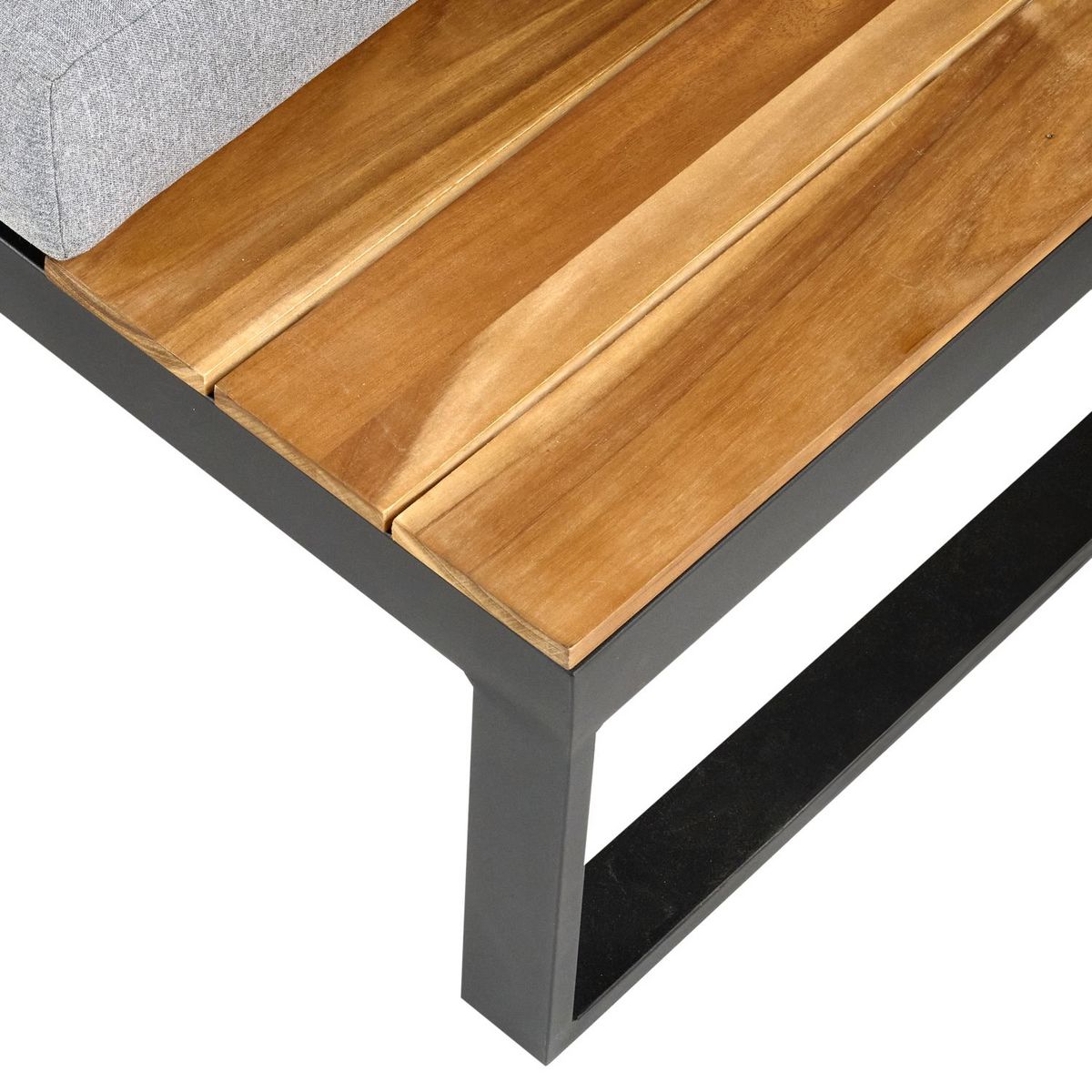 GARDENSTAR Salon de jardin - 5 places - Bois d'acacia / acier - gris