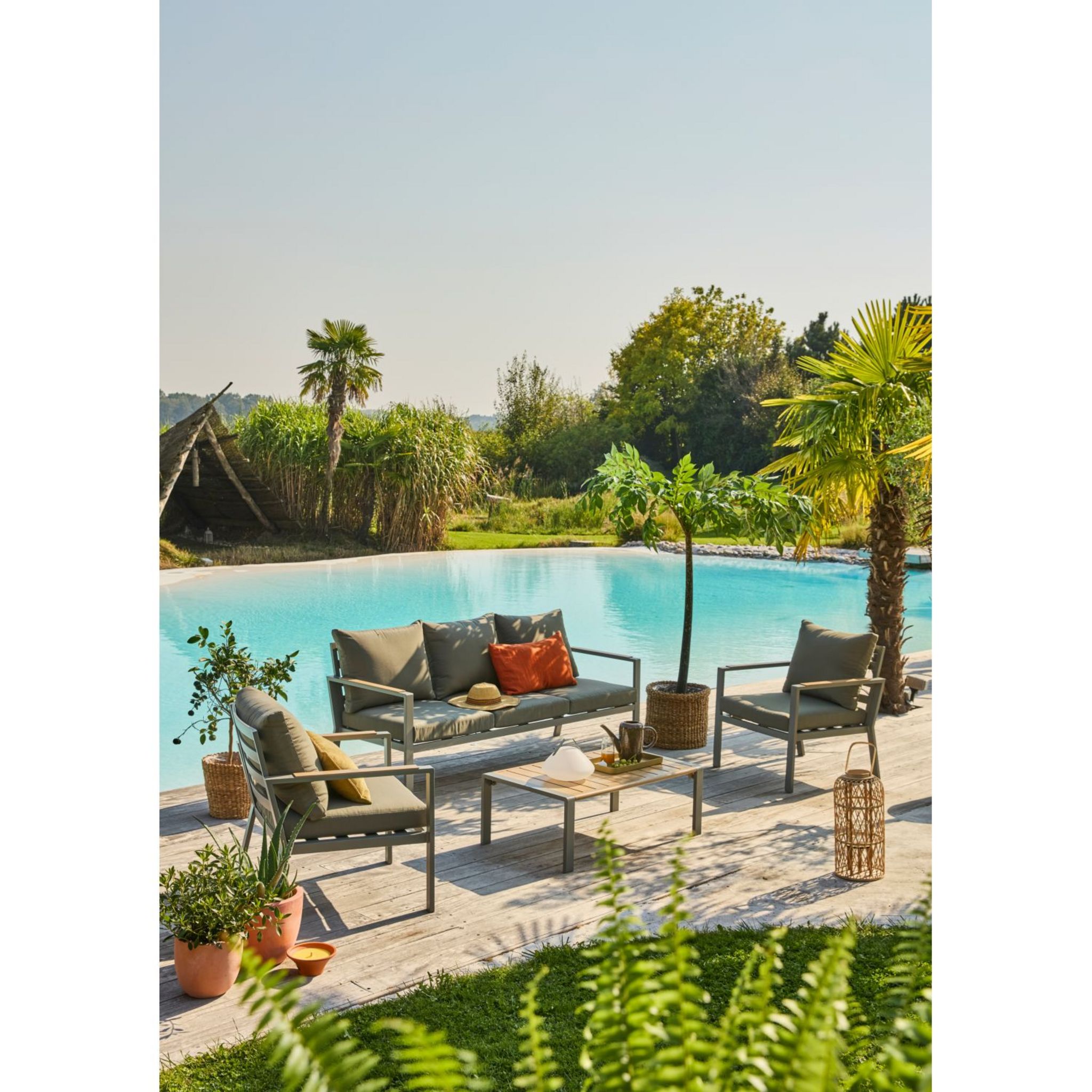 Voir la diapositive 6 : GARDENSTAR Salon de jardin - 5 places - Bois d'acacia / acier - gris