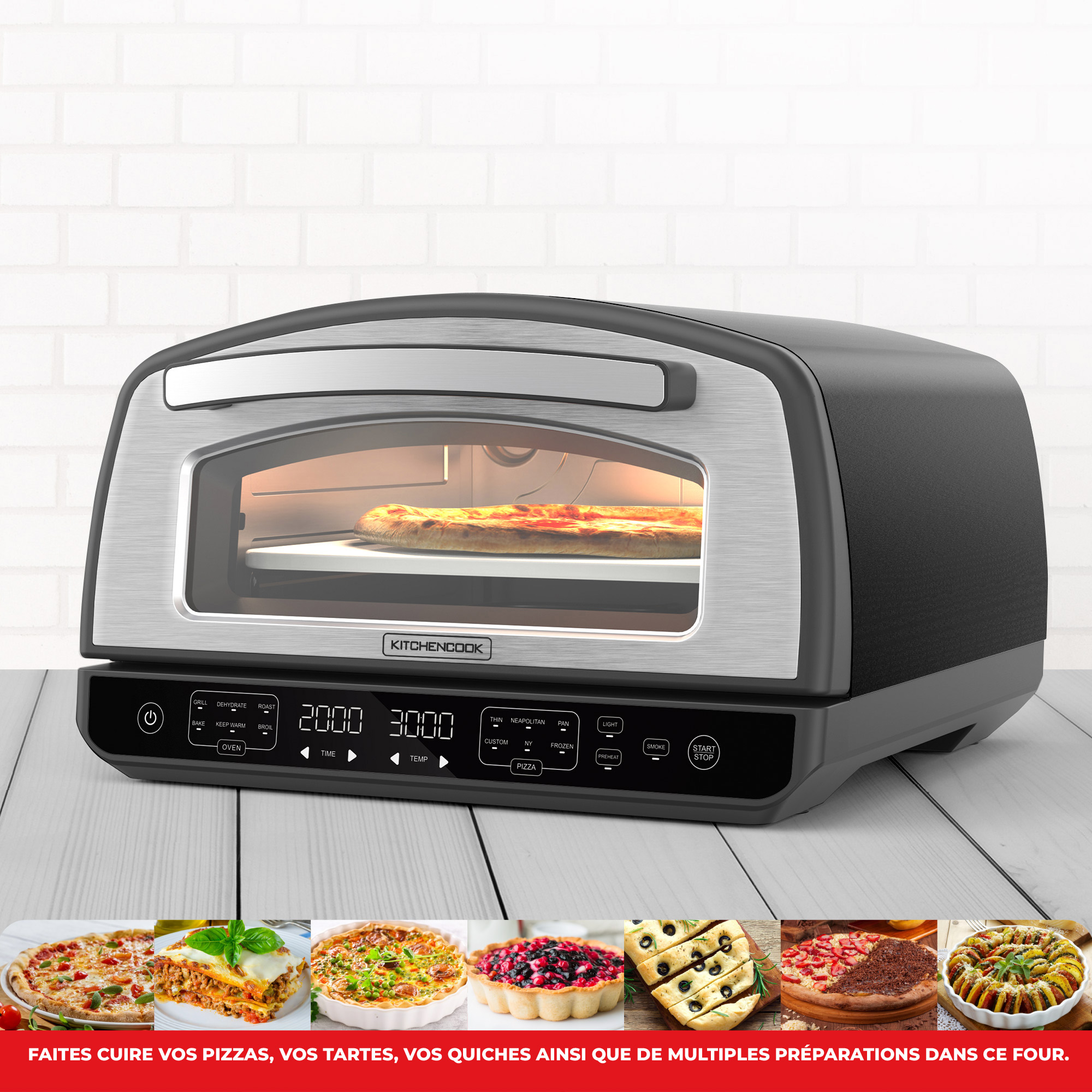 Voir la diapositive 12 : KITCHENCOOK Four à pizza d'intérieur K-PIZZA - Argent