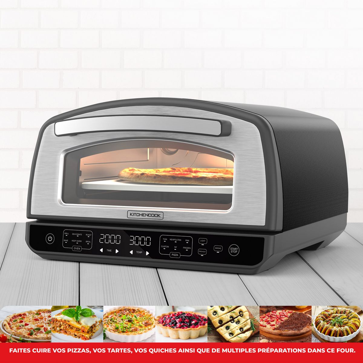 KITCHENCOOK Four à pizza d'intérieur K-PIZZA - Argent