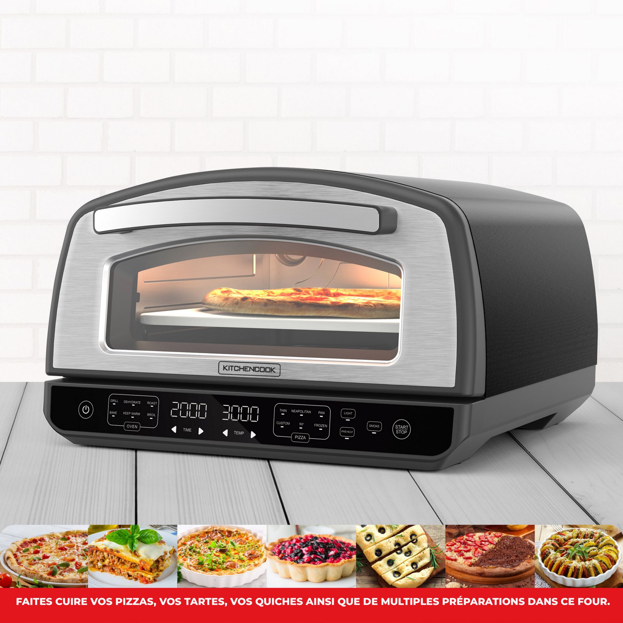Voir la diapositive 12 : KITCHENCOOK Four à pizza d'intérieur K-PIZZA - Argent