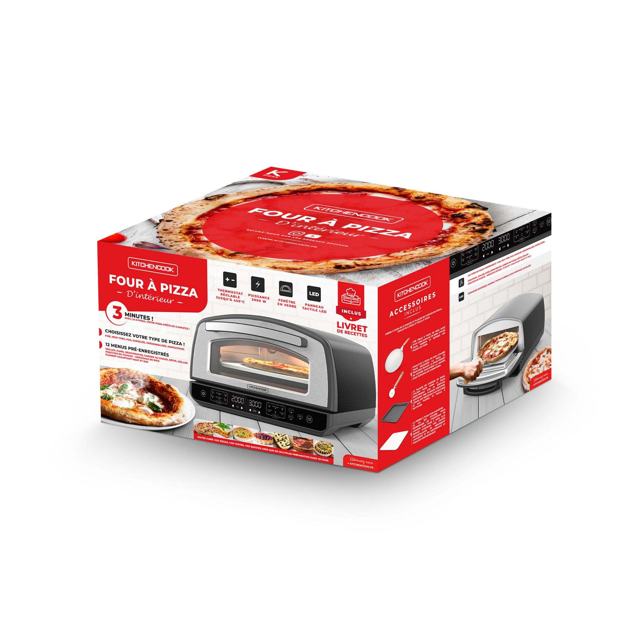 Voir la diapositive 8 : KITCHENCOOK Four à pizza d'intérieur K-PIZZA - Argent