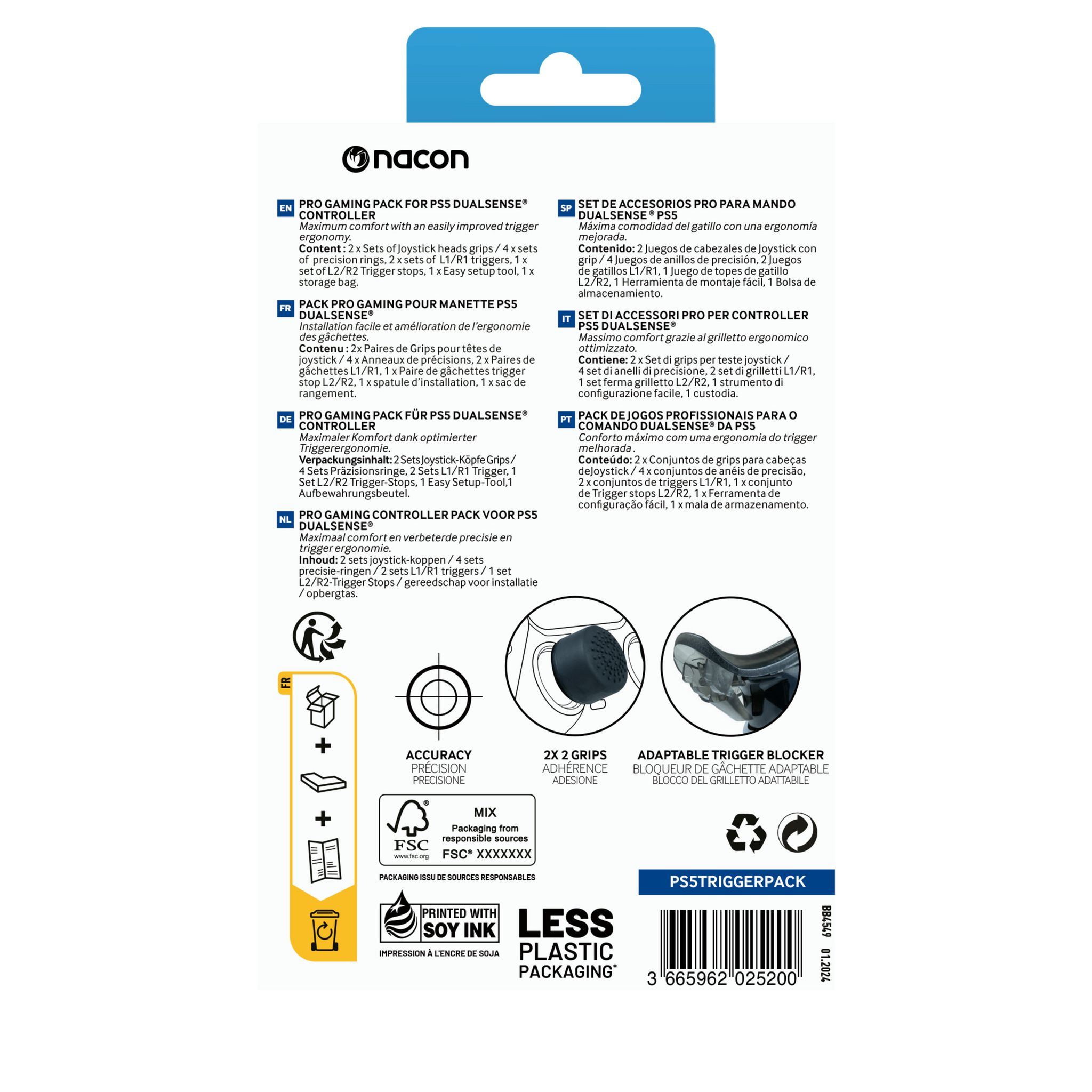 Voir la diapositive 2 : NACON Pack de gâchettes et boutons ergonomique pour manette de PS5