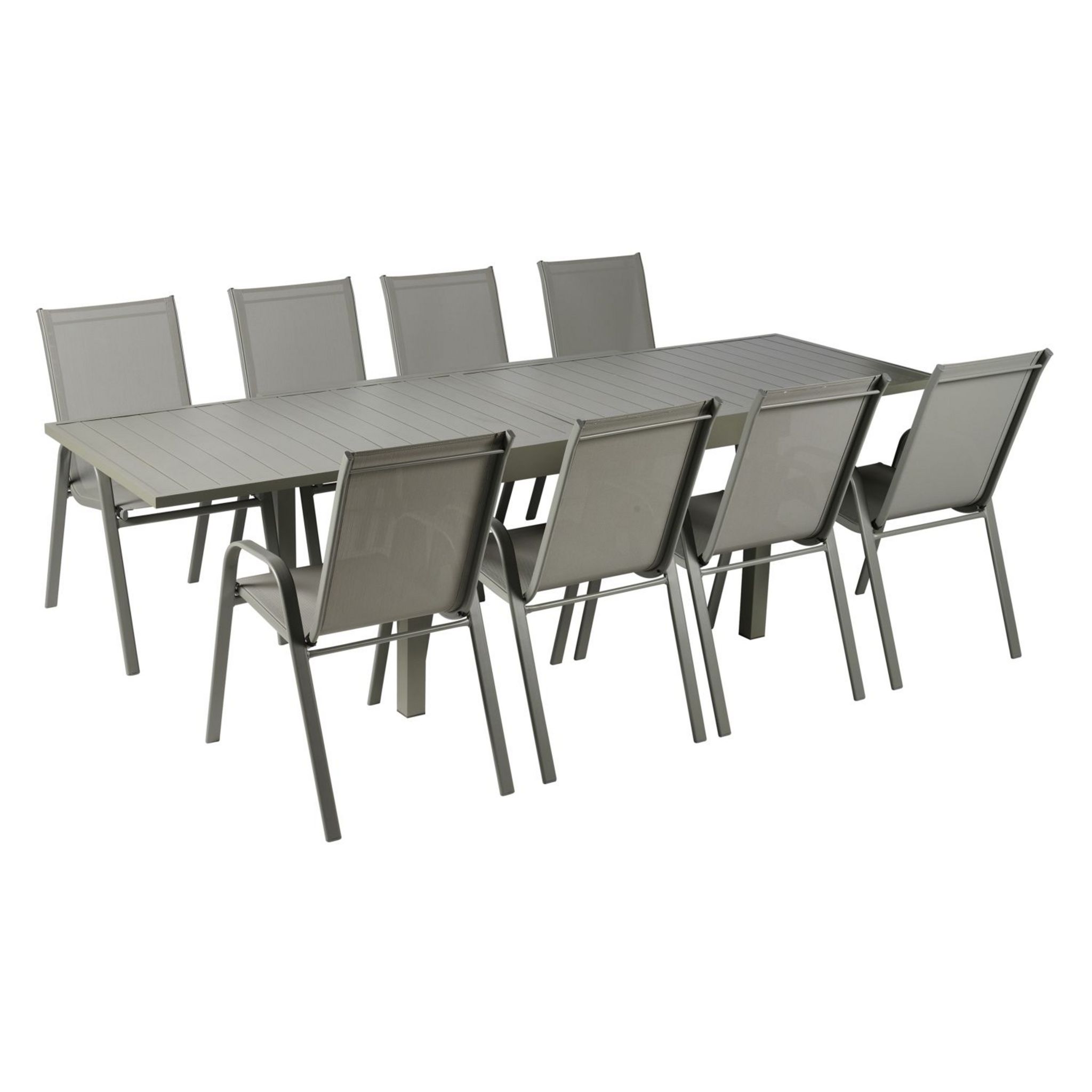 Voir la diapositive 7 : GARDENSTAR Table de jardin rectangulaire extensible 6/8 places en Aluminium et acier - Vert Kaki