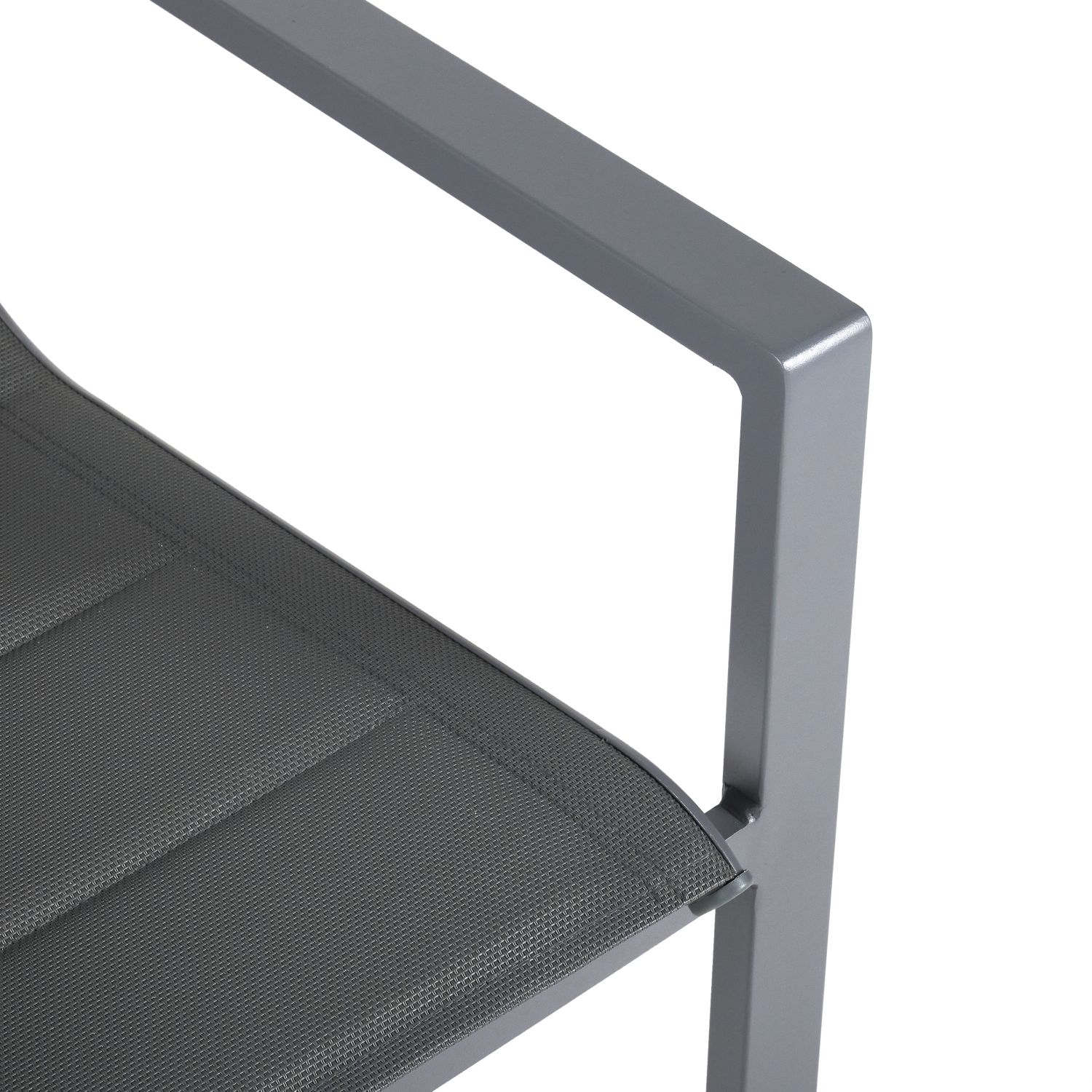 Voir la diapositive 2 : GARDENSTAR Fauteuil de jardin matelassé - Textilène et alu - Gris acier