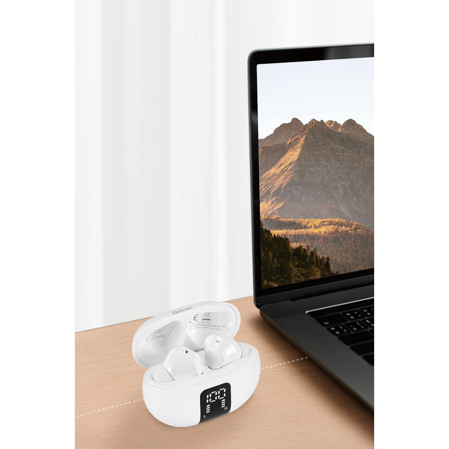 Voir la diapositive 12 : QILIVE Écouteurs Q1421 TWS écran LED - Blanc