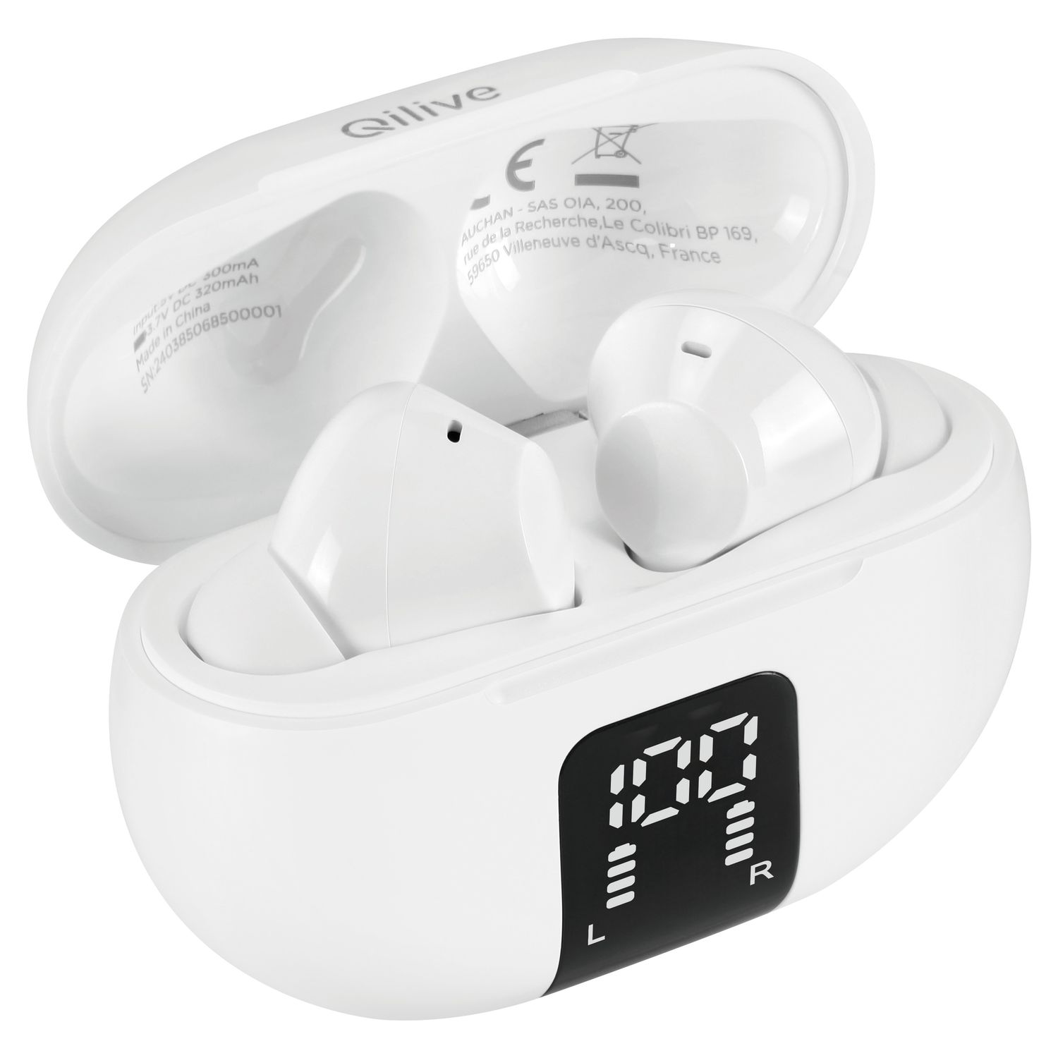 Voir la diapositive 3 : QILIVE Écouteurs Q1421 TWS écran LED - Blanc