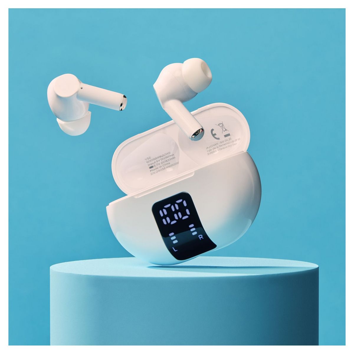 QILIVE Écouteurs Q1421 TWS écran LED - Blanc