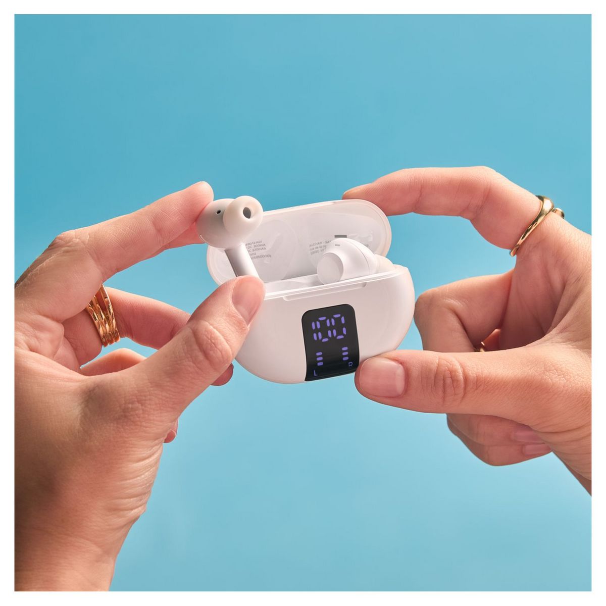 QILIVE Écouteurs Q1421 TWS écran LED - Blanc