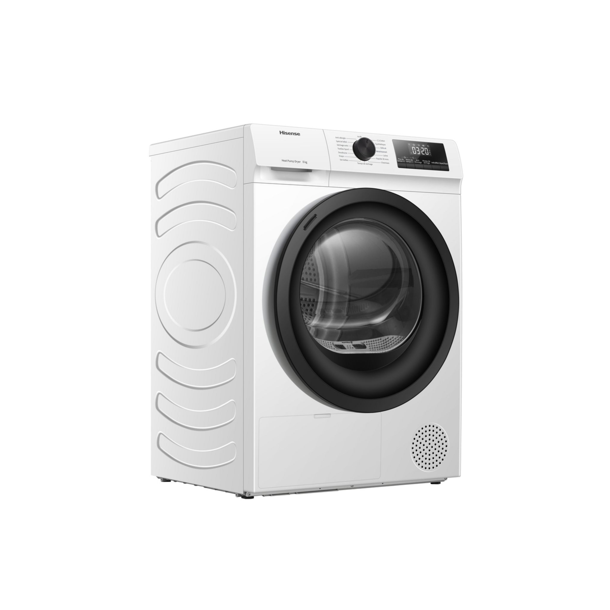 HISENSE Sèche linge hublot DHQE800BW2, 8 kg, Pompe à chaleur, A++