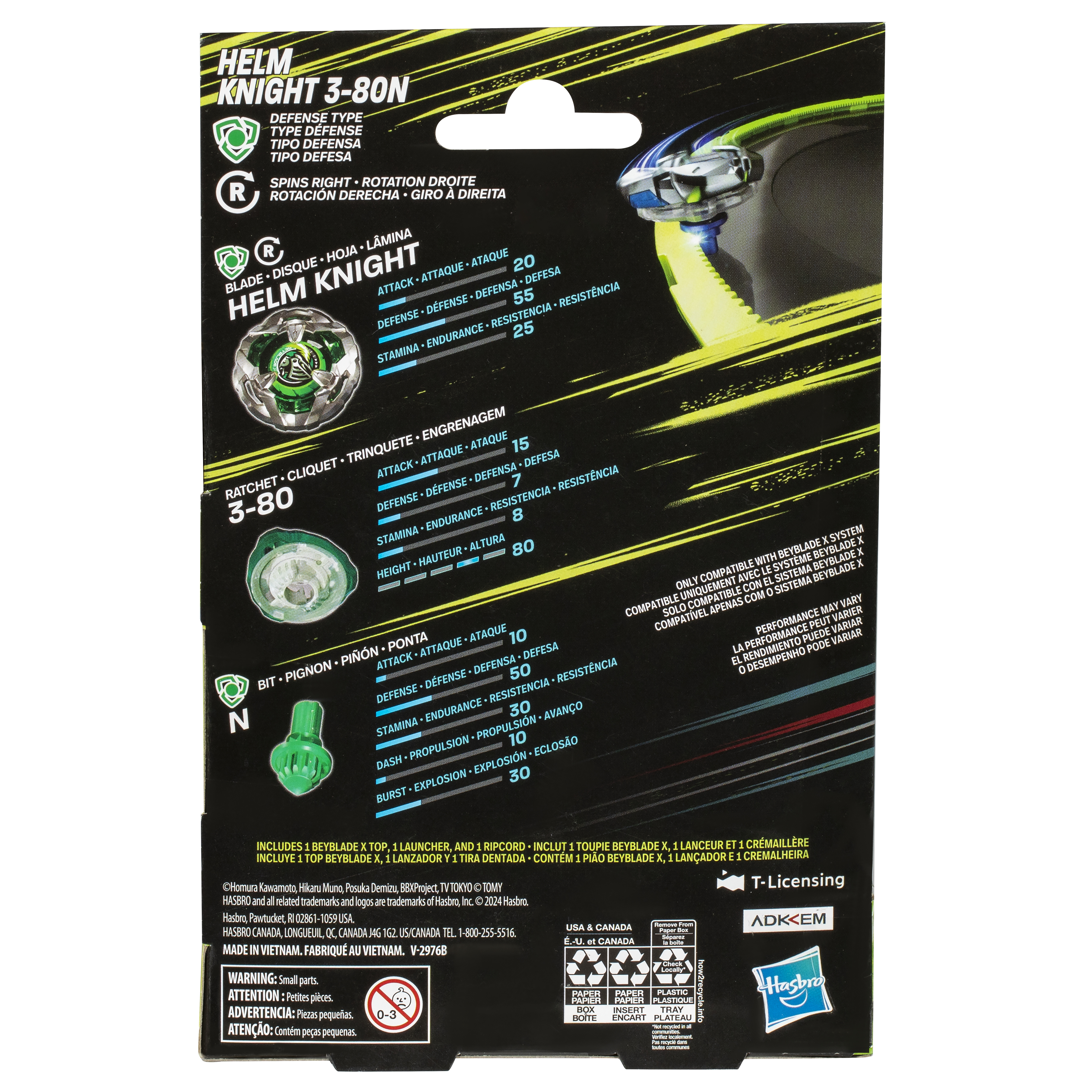 Voir la diapositive 2 : HASBRO Pack Helm Knight 3-80N Beyblade X