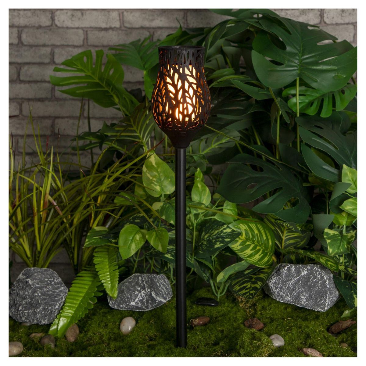 GARDENSTAR Torche solaire plastique recyclé forme rose h53cm