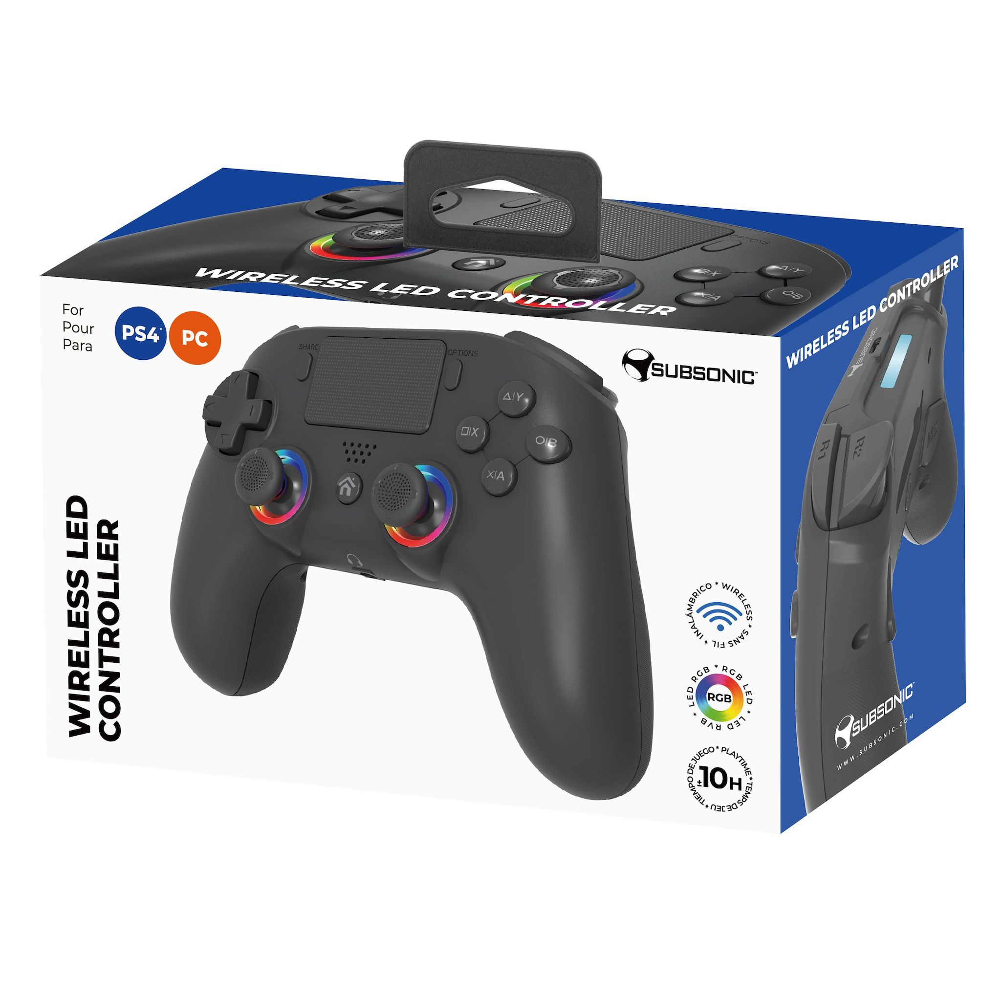 Voir la diapositive 6 : SUBSONIC Manette Sans Fil LED PS4/PC