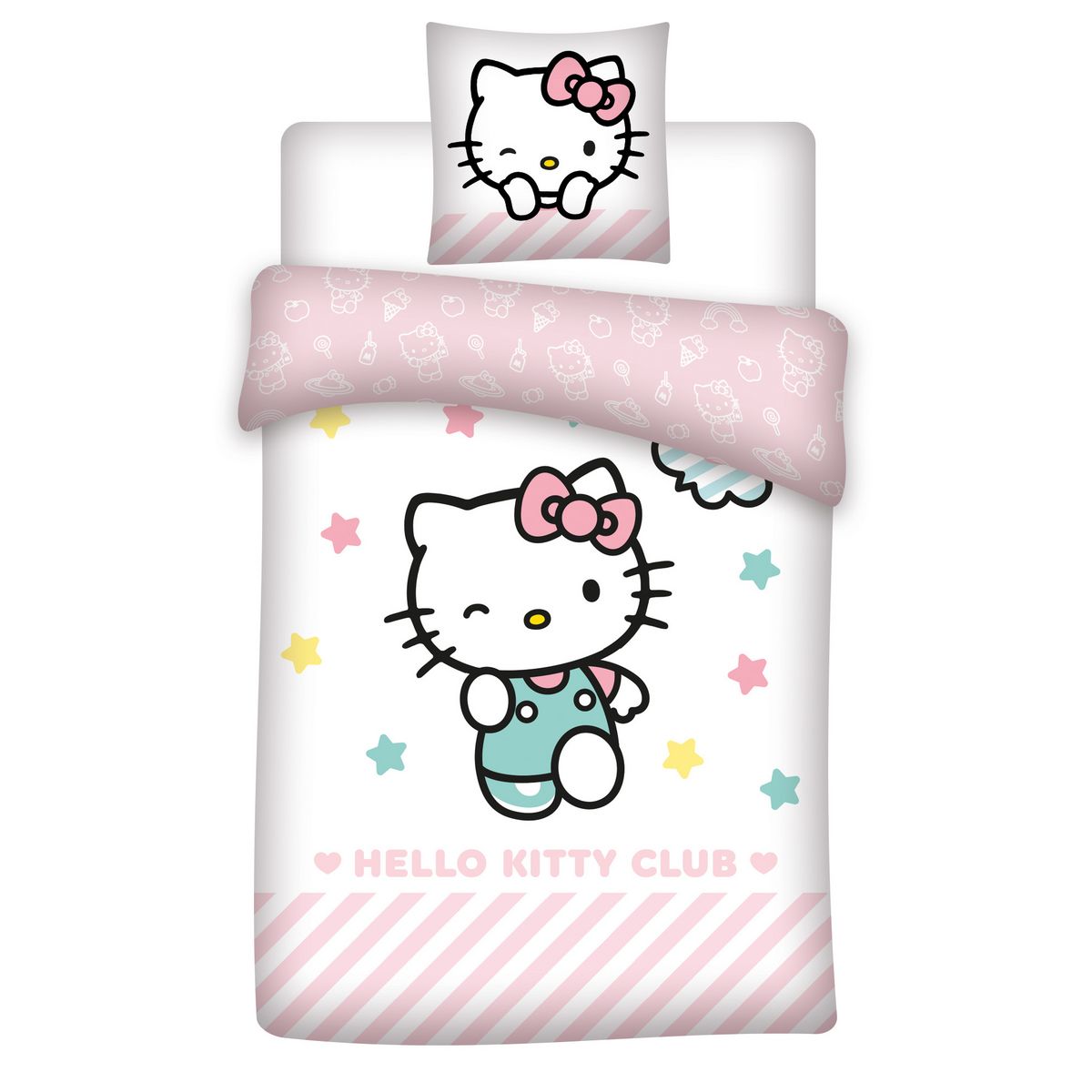 Parure housse de couette en coton 57 fils HELLO KITTY